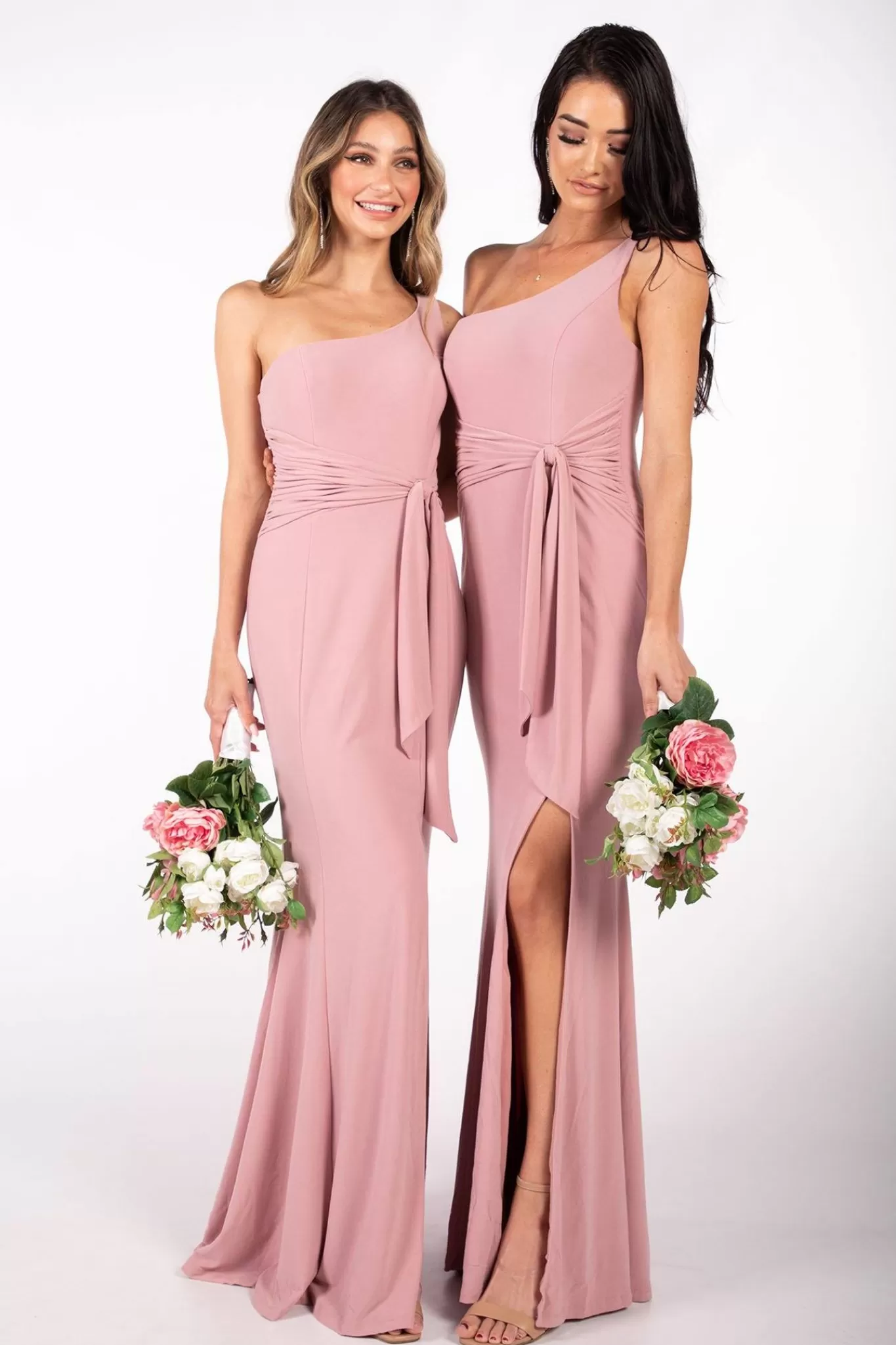 Women Hot Pink Dresses | One Shoulder Dresses>ABIGAIL One Shoulder Maxi Column Dress - Dusty Pink