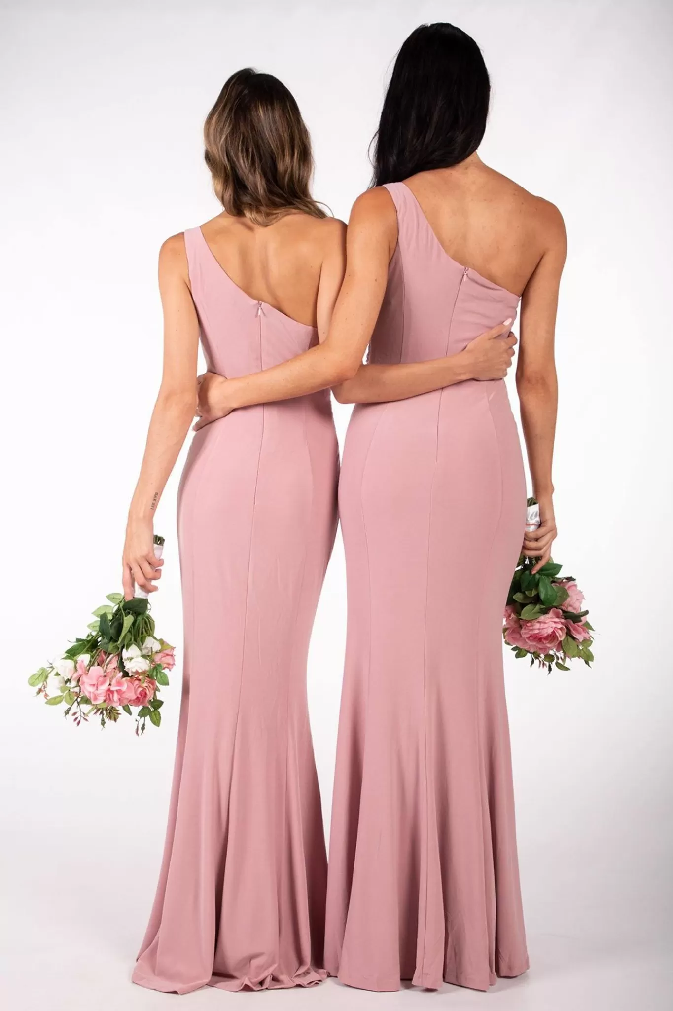 Women Hot Pink Dresses | One Shoulder Dresses>ABIGAIL One Shoulder Maxi Column Dress - Dusty Pink