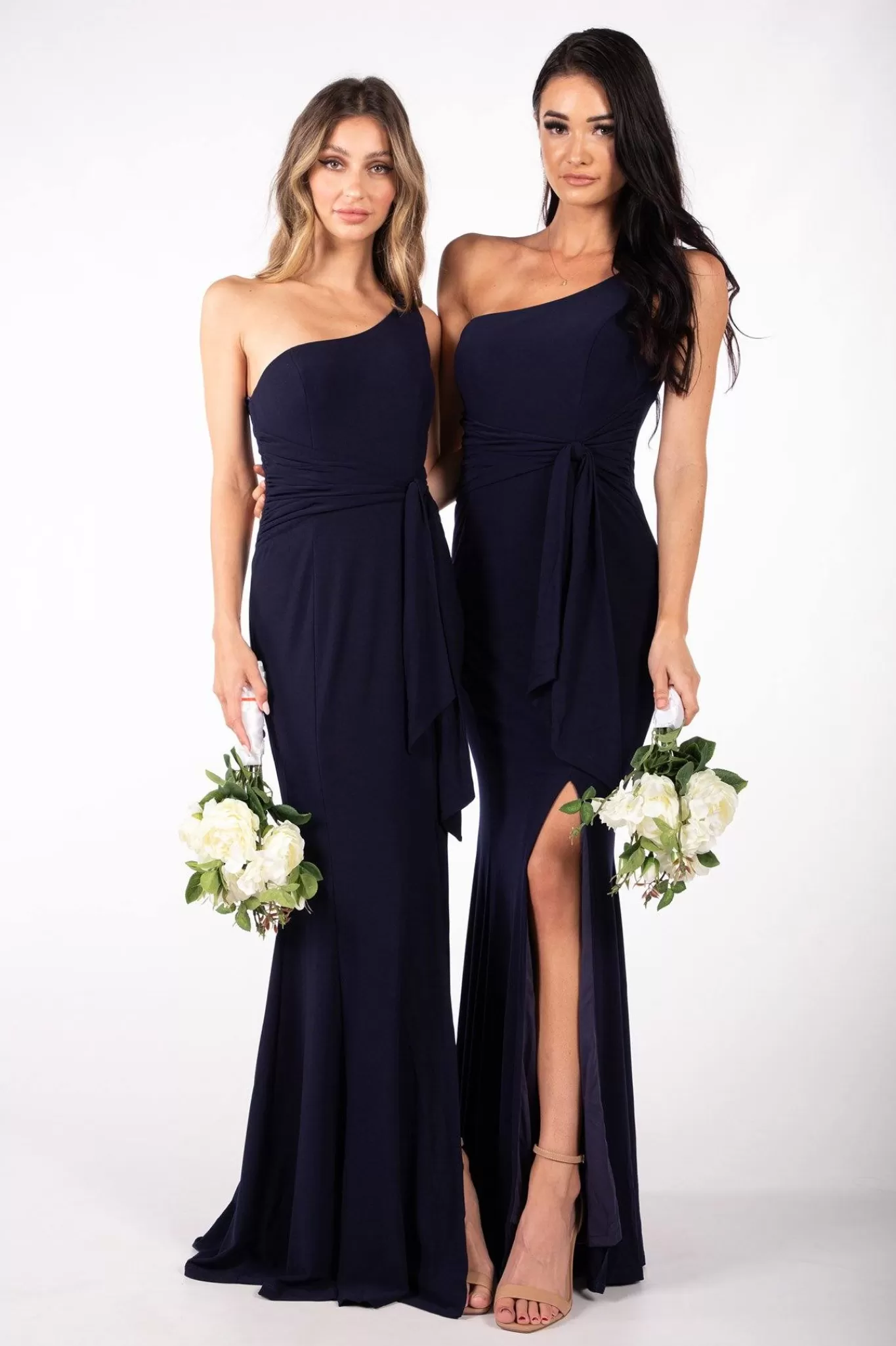 Women Hot Pink Dresses | One Shoulder Dresses>ABIGAIL One Shoulder Maxi Column Dress - Navy