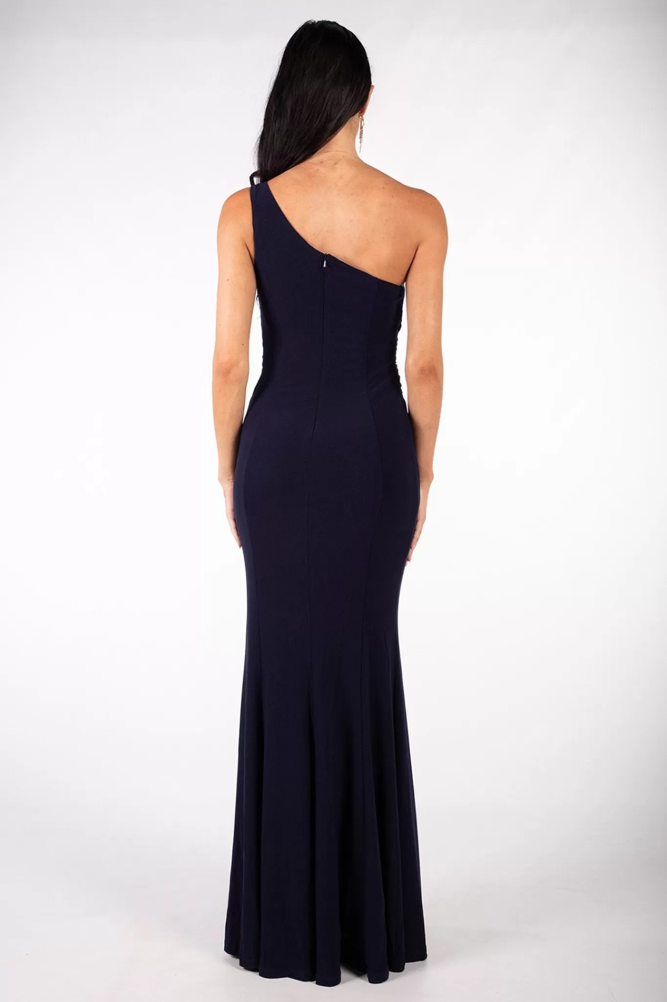 Women Hot Pink Dresses | One Shoulder Dresses>ABIGAIL One Shoulder Maxi Column Dress - Navy