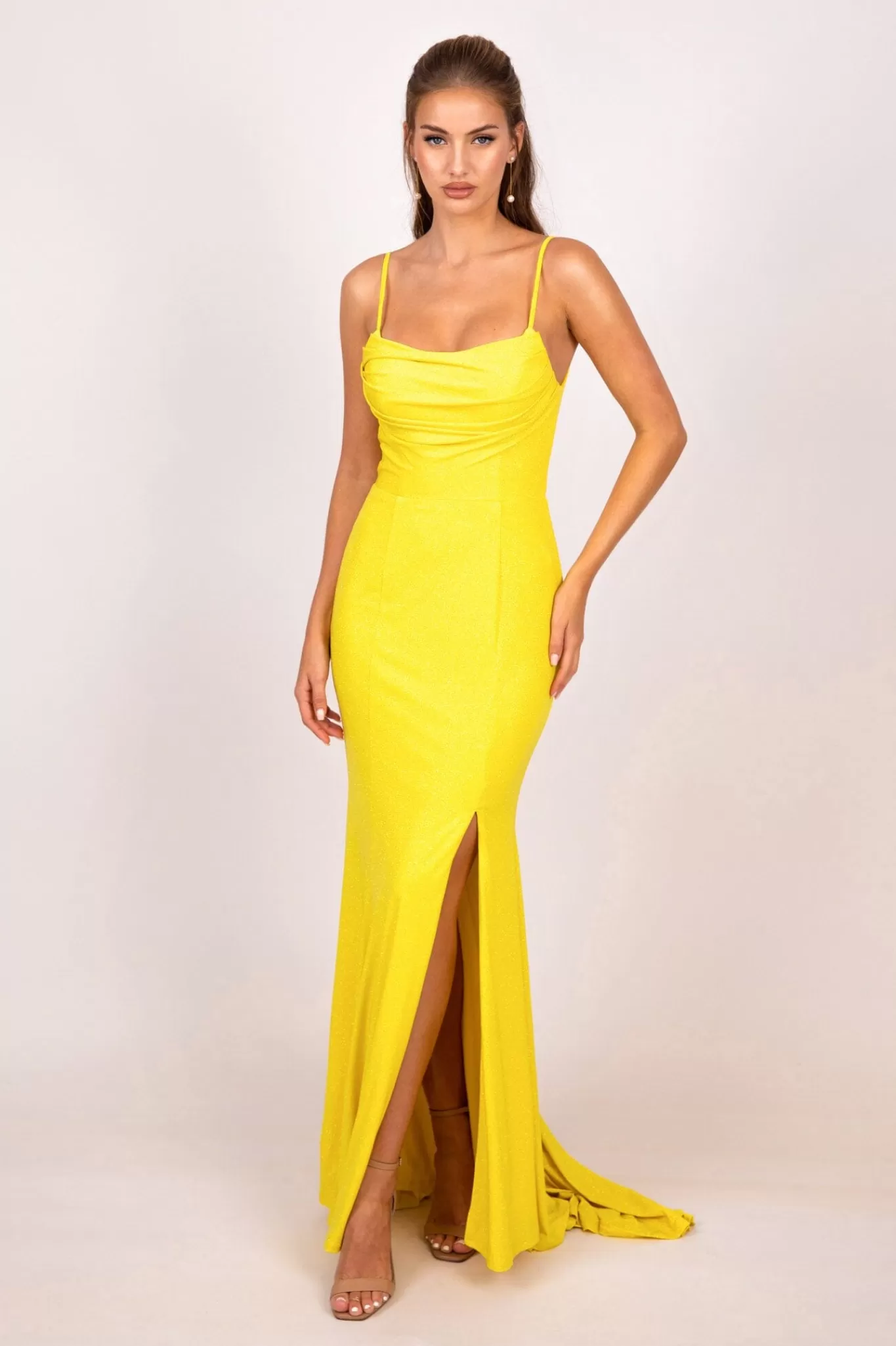 Women Hot Pink Dresses | Black Tie Dresses>Angela Gown - Shimmer Yellow