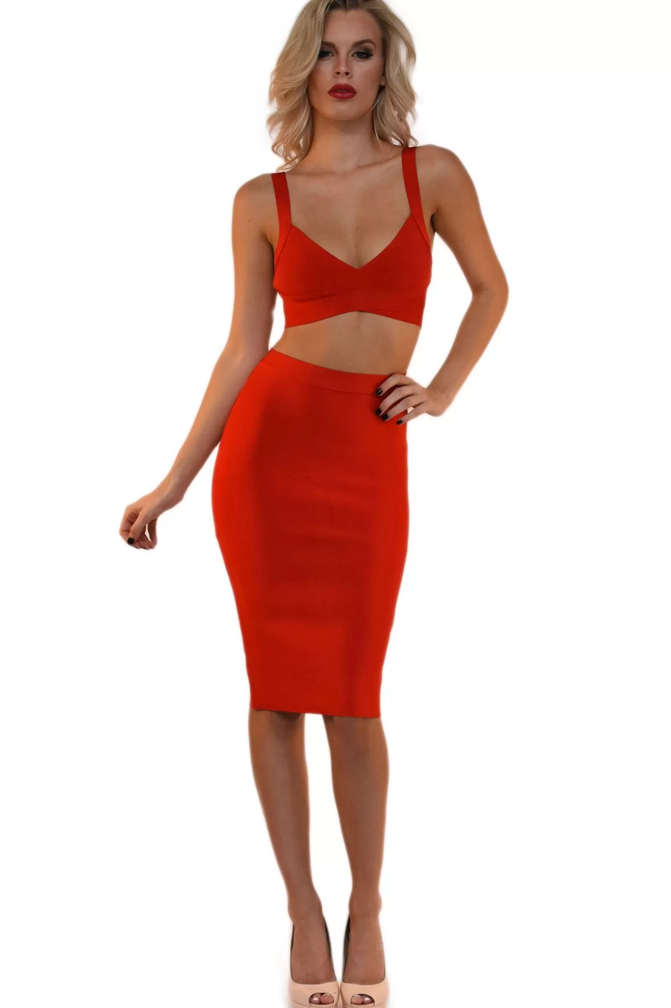 Women Noodz Boutique Dresses | Bandage Dresses>Ariana Two-Piece Set in Red