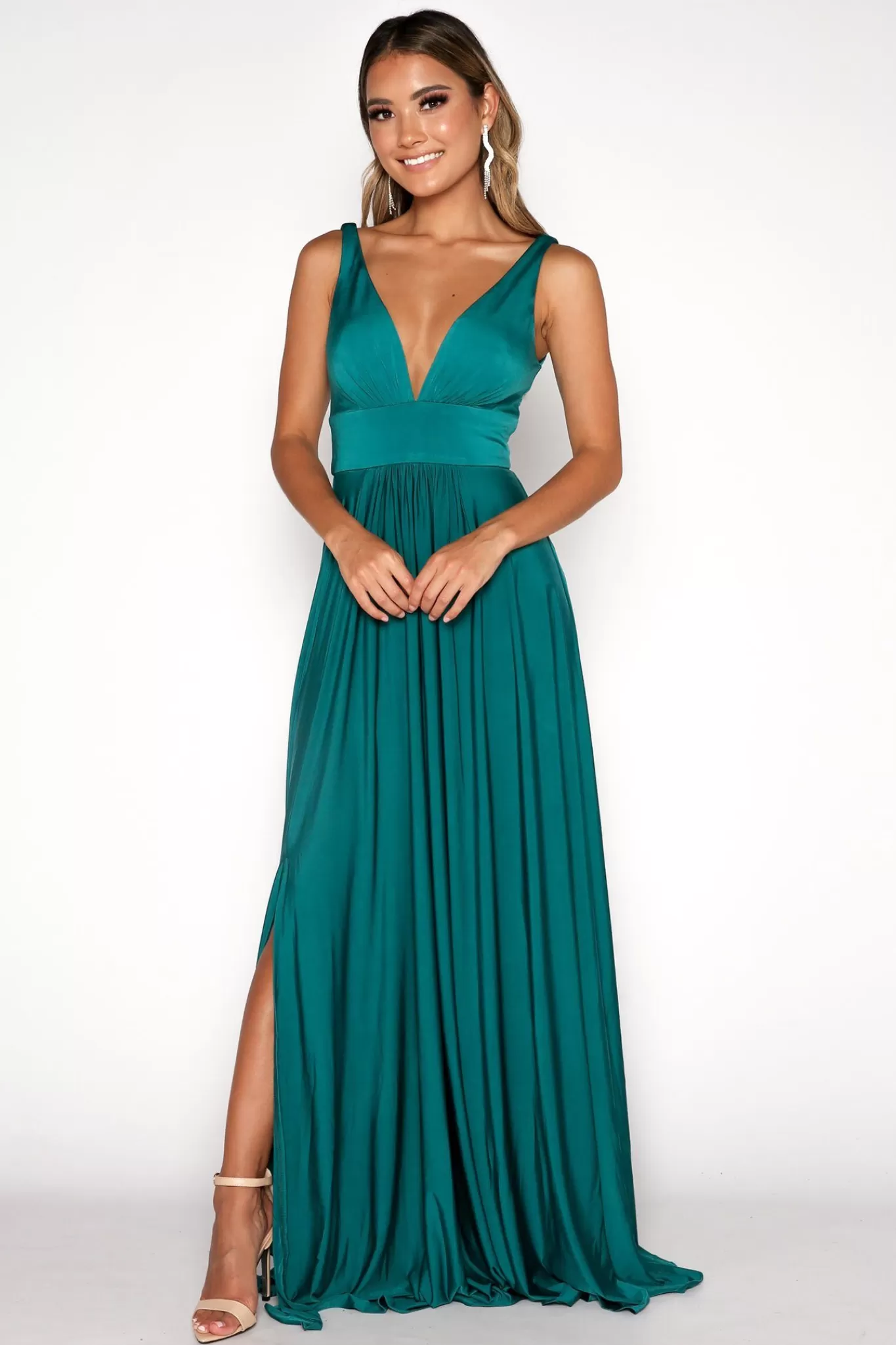 Women Hot Pink Dresses | Backless Dresses>CATALINA A-Line Maxi Dress - Emerald