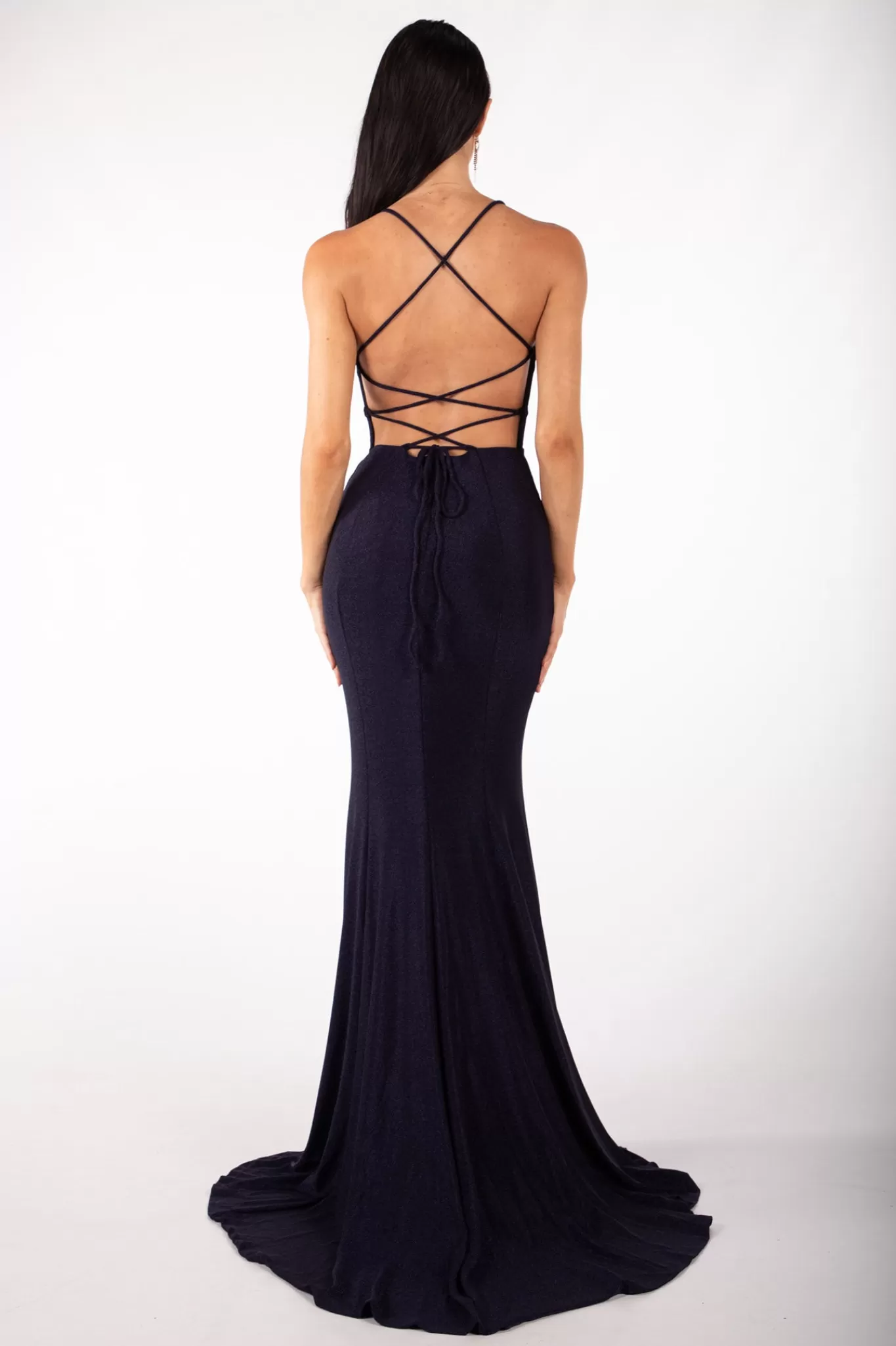 Women Hot Pink Dresses | Backless Dresses>Catherine Gown - Shimmer Navy