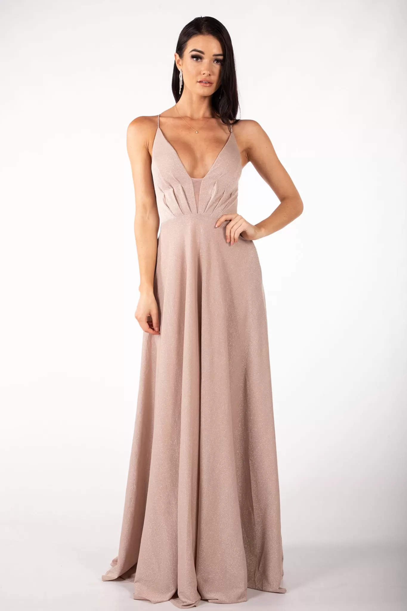 Women Hot Pink Dresses | Backless Dresses>Charmaine Dress - Shimmer Nude (XS - Clearance Sale)