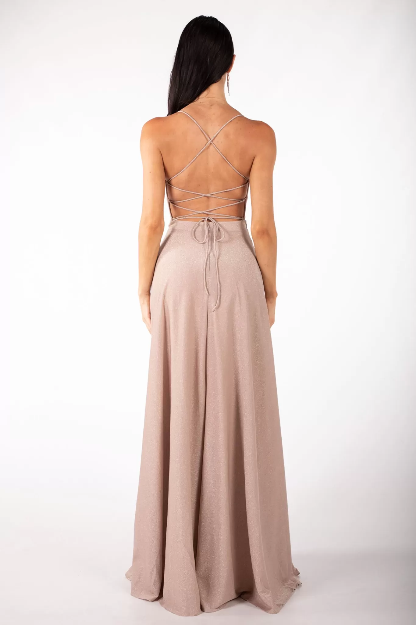 Women Hot Pink Dresses | Backless Dresses>Charmaine Dress - Shimmer Nude (XS - Clearance Sale)