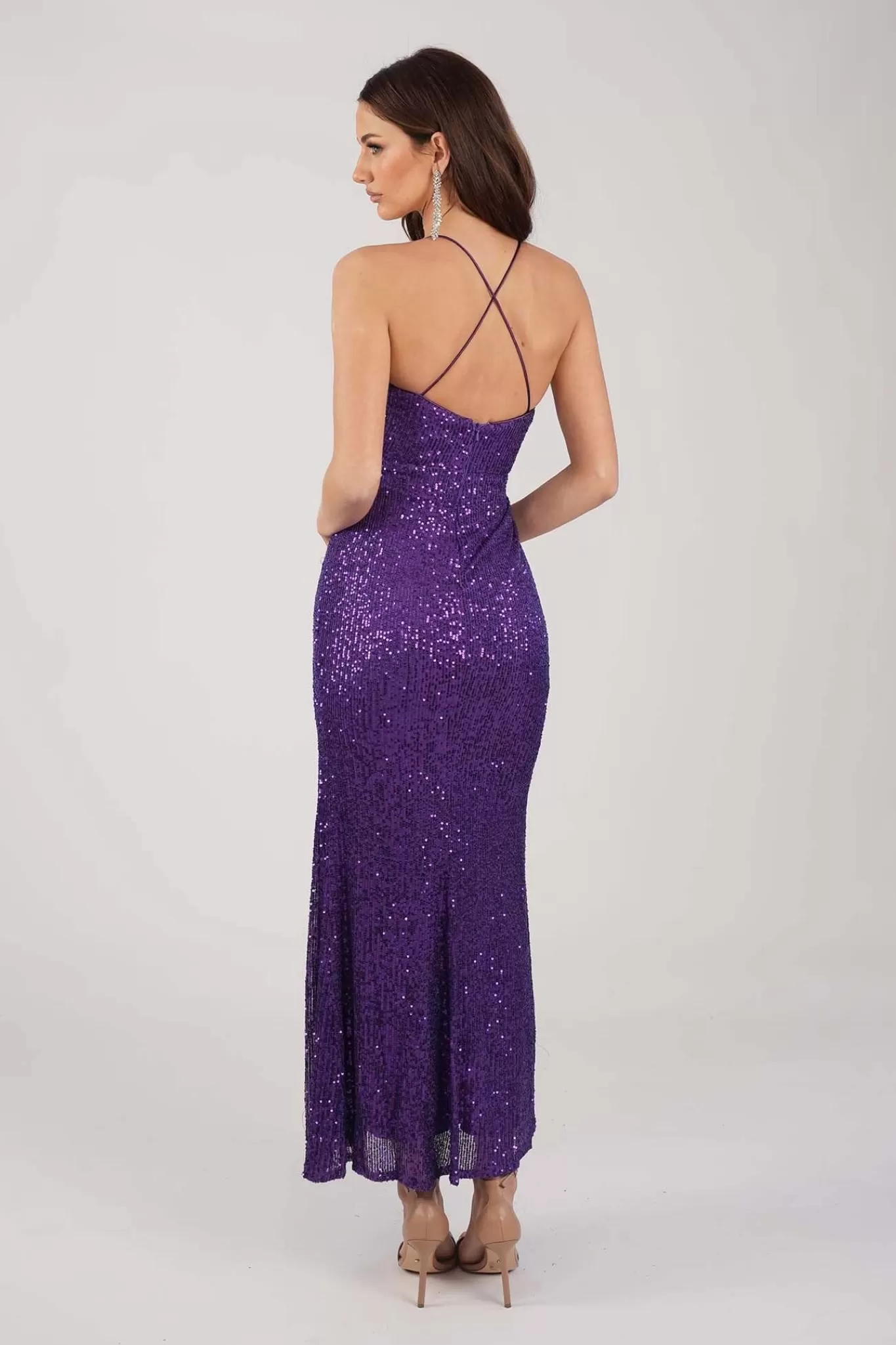 Women Hot Pink Dresses | Backless Dresses>Clarice Sequin Maxi Dress - Purple