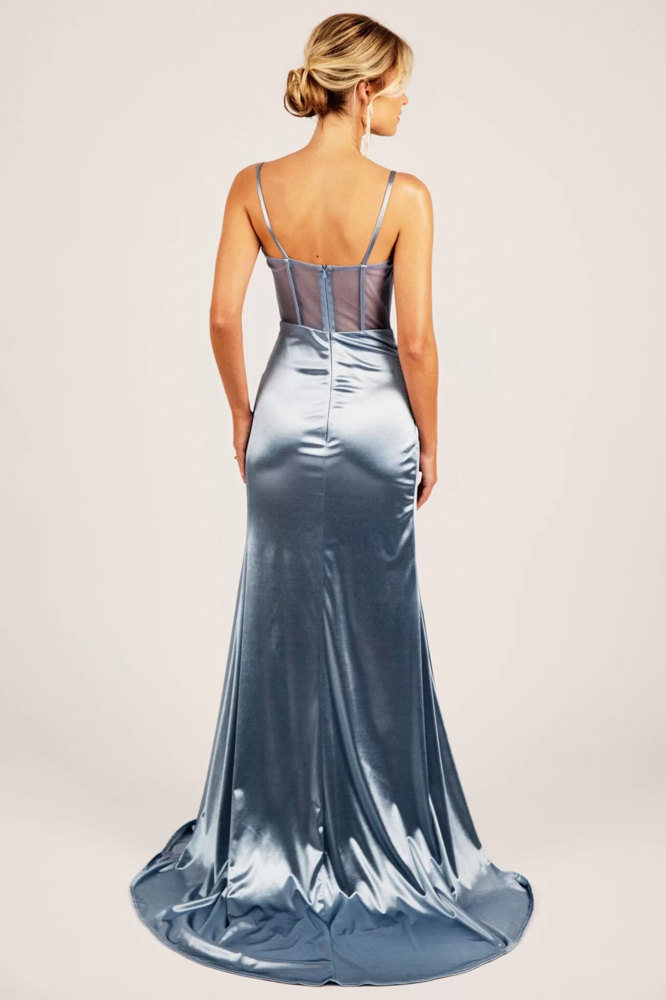 Women NBLUXE Dresses | Black Tie Dresses>CRYSTAL Corset Gown - Ice Blue