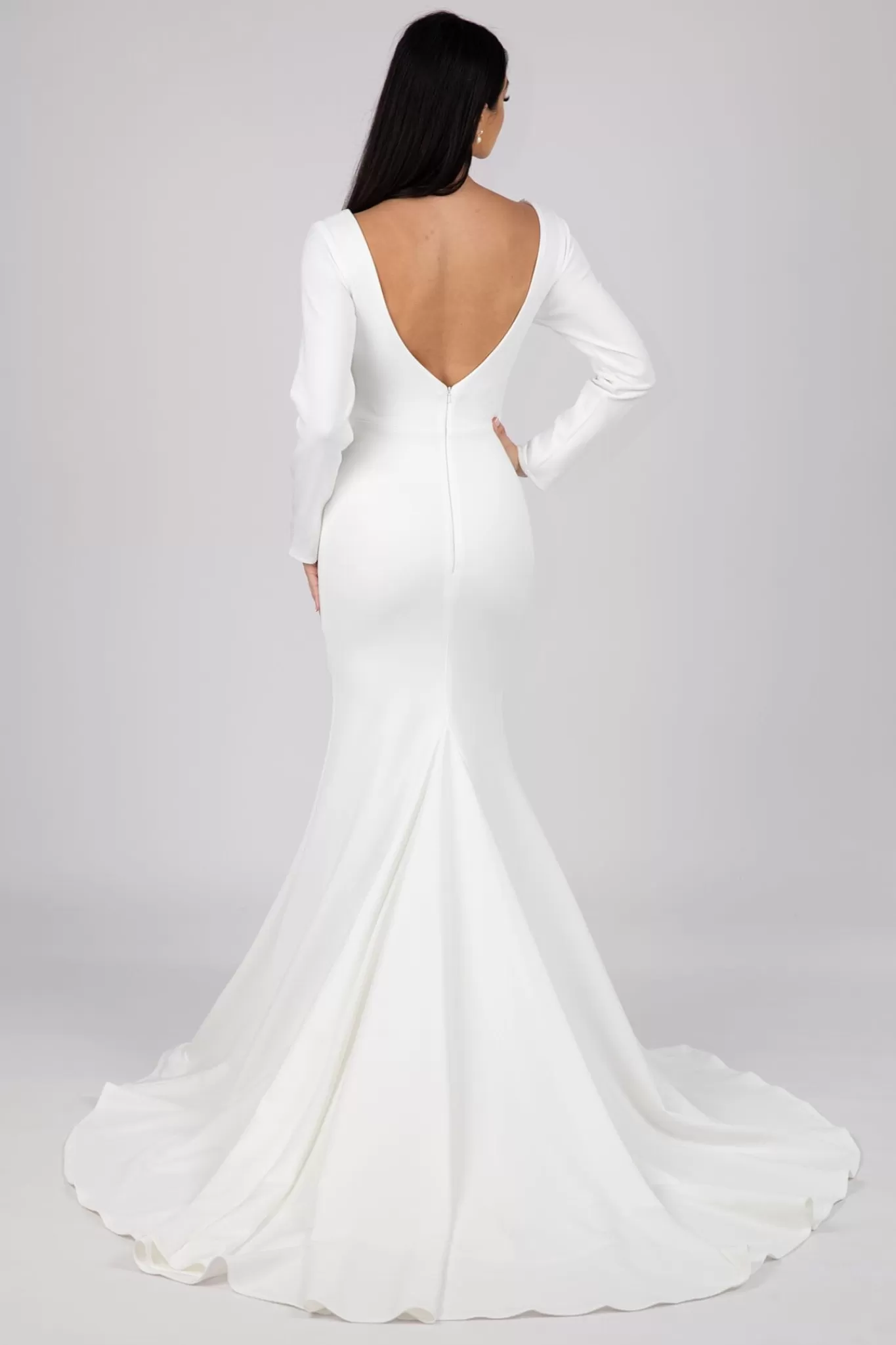 Women NBLUXE Dresses | Black Tie Dresses>Elena Long-Sleeve Crepe Gown - Ivory