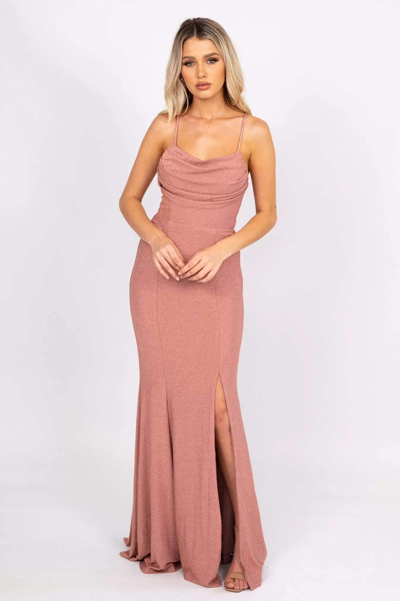 Women Hot Pink Dresses | Backless Dresses>Elora Gown - Shimmer Pink