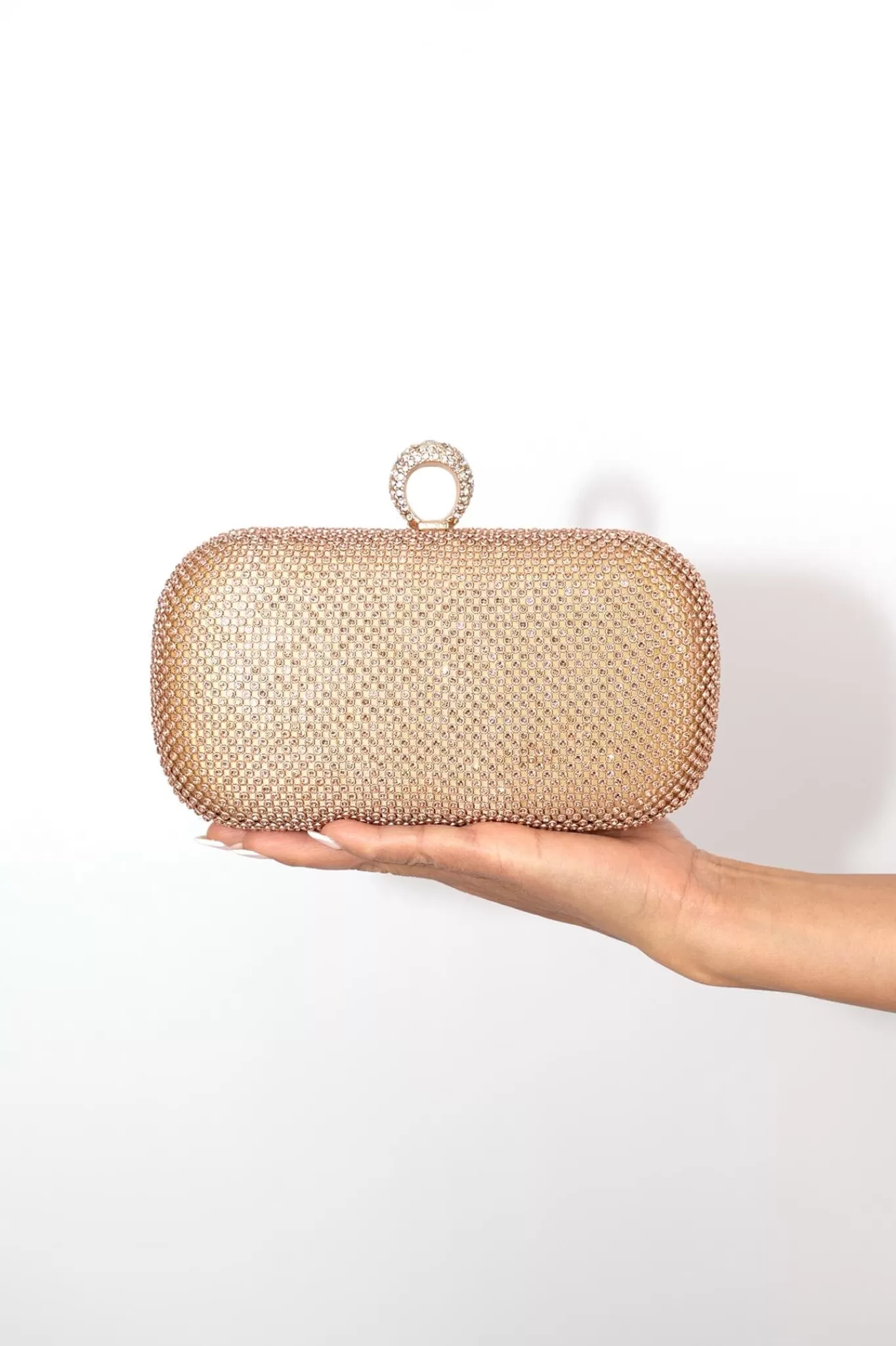 Women Hot Pink Bags | Accessories>Esme Diamante Clutch Bag - Rose Gold