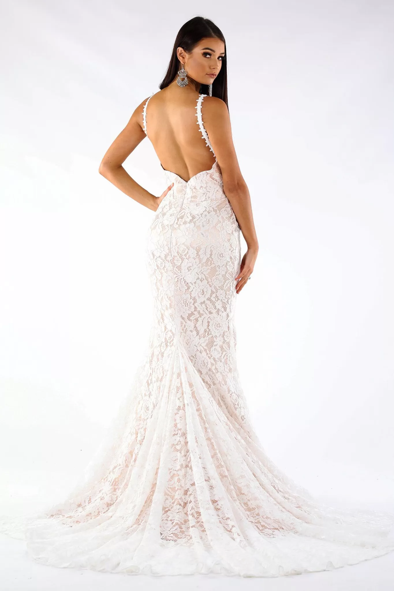 Women NBLUXE Dresses | Lace Dresses>Fiona Lace Gown - Ivory/Champagne