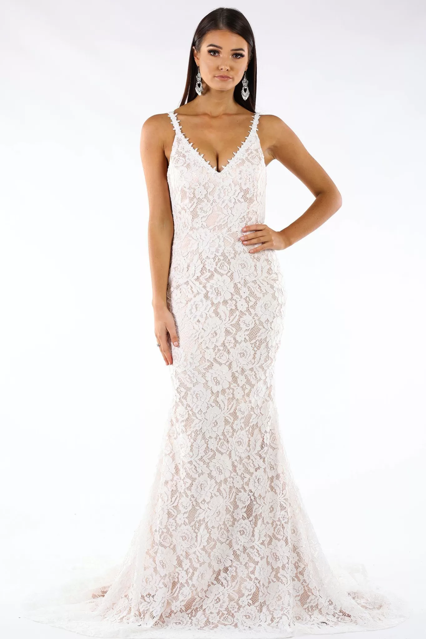 Women NBLUXE Dresses | Lace Dresses>Fiona Lace Gown - Ivory/Champagne