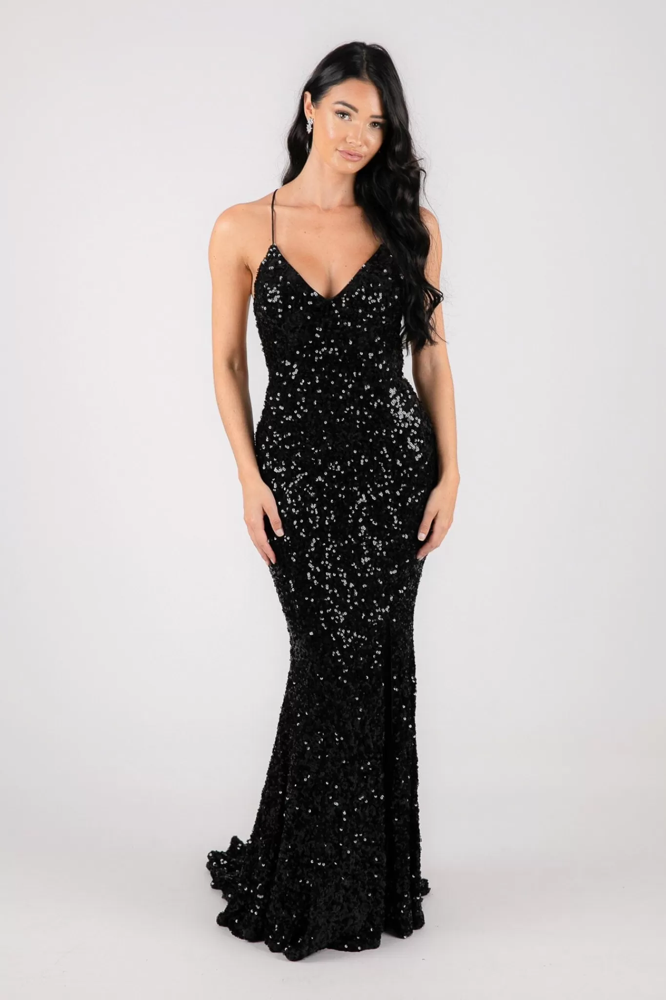 Women Hot Pink Dresses | Black Tie Dresses>Fresiana Sequin Gown - Black