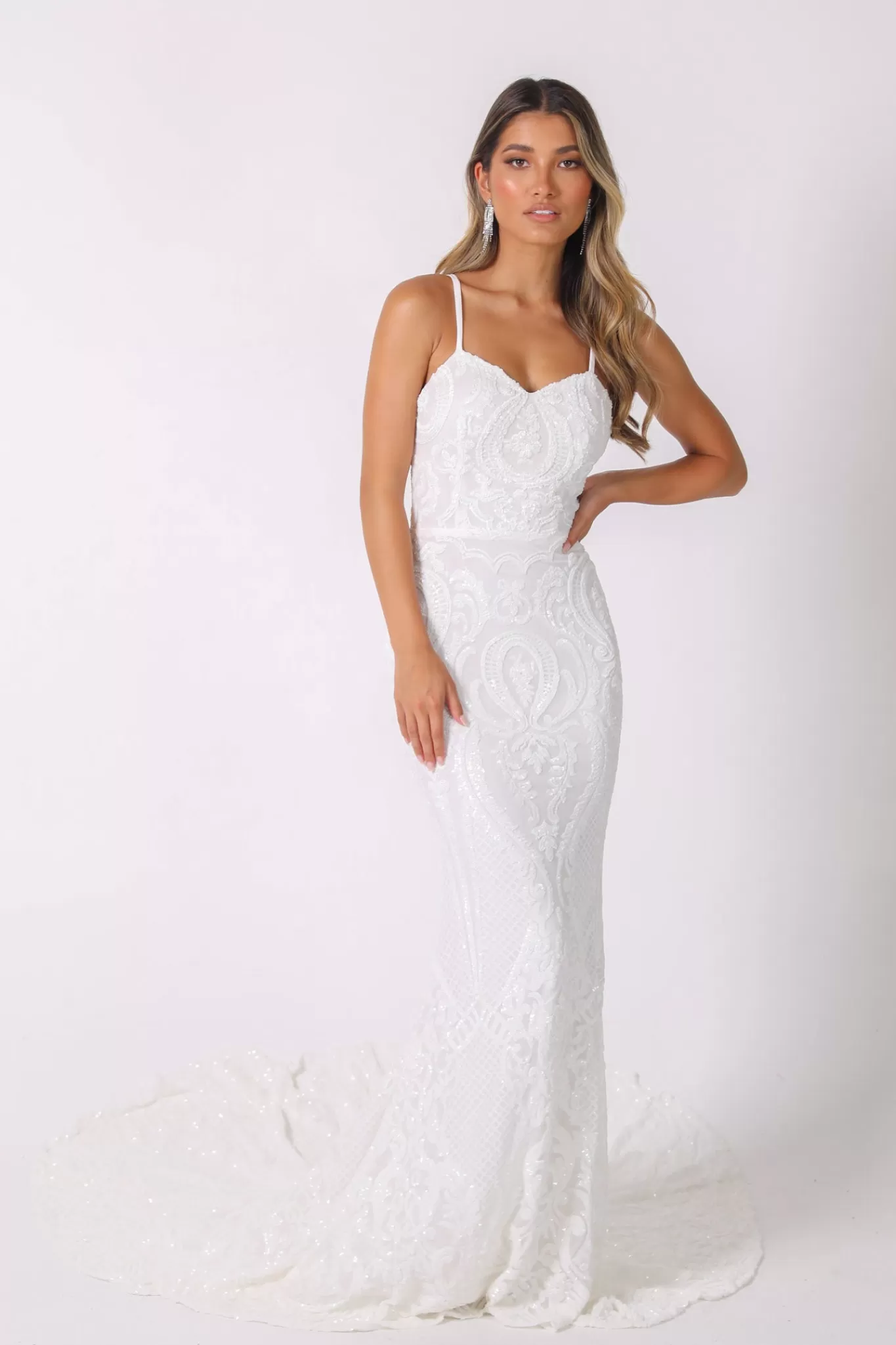 Women NBLUXE Dresses | Black Tie Dresses>Gianna Gown with Shoulder Straps - White/White