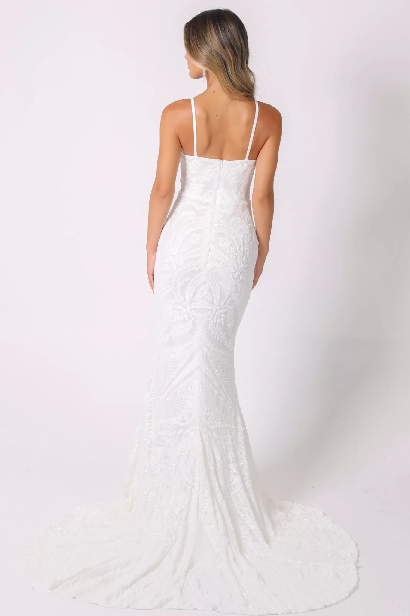 Women NBLUXE Dresses | Black Tie Dresses>Gianna Gown with Shoulder Straps - White/White