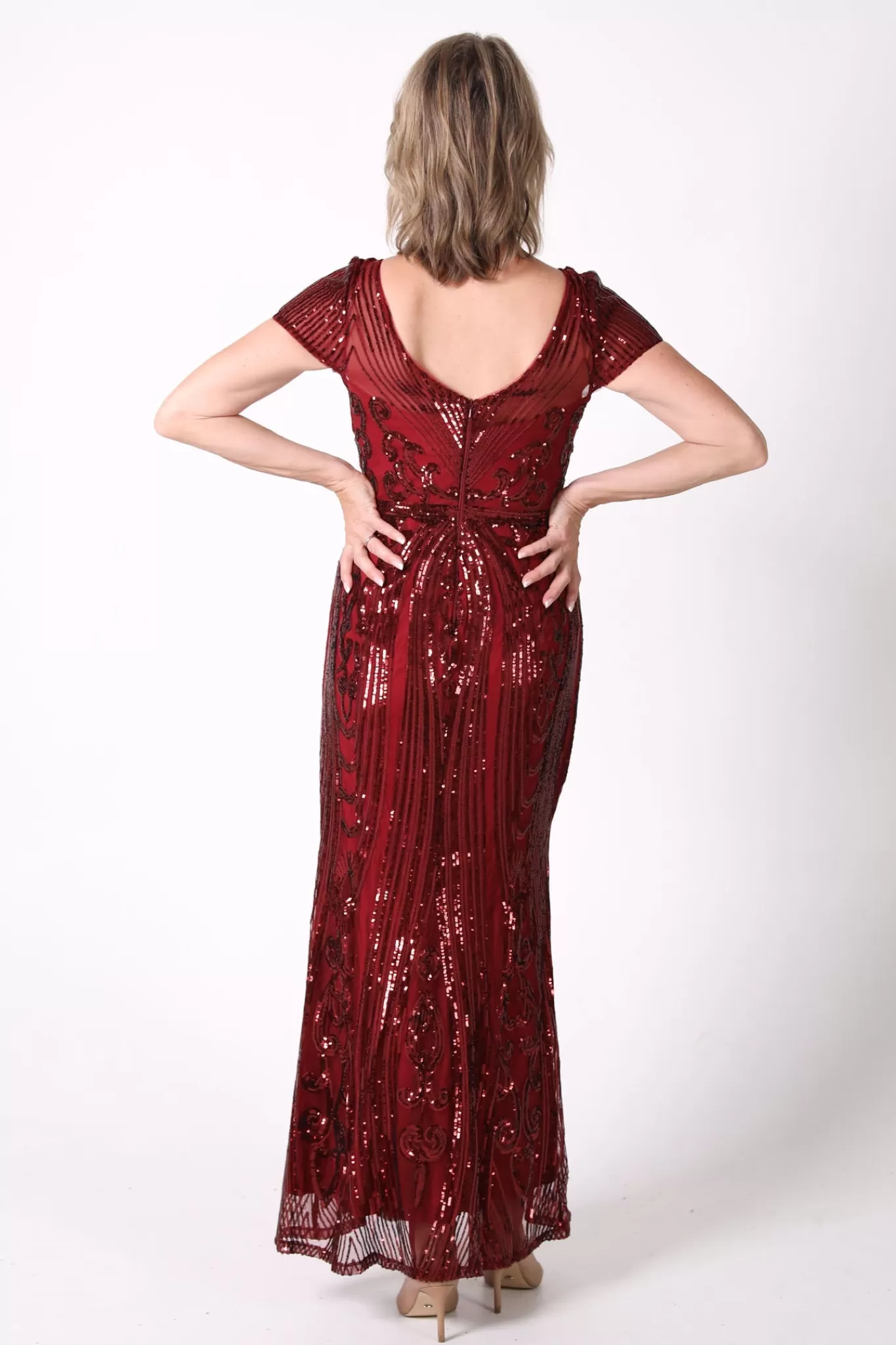 Women Hot Pink Dresses | Plus Size>Greta Sequin Maxi Dress - Deep Red