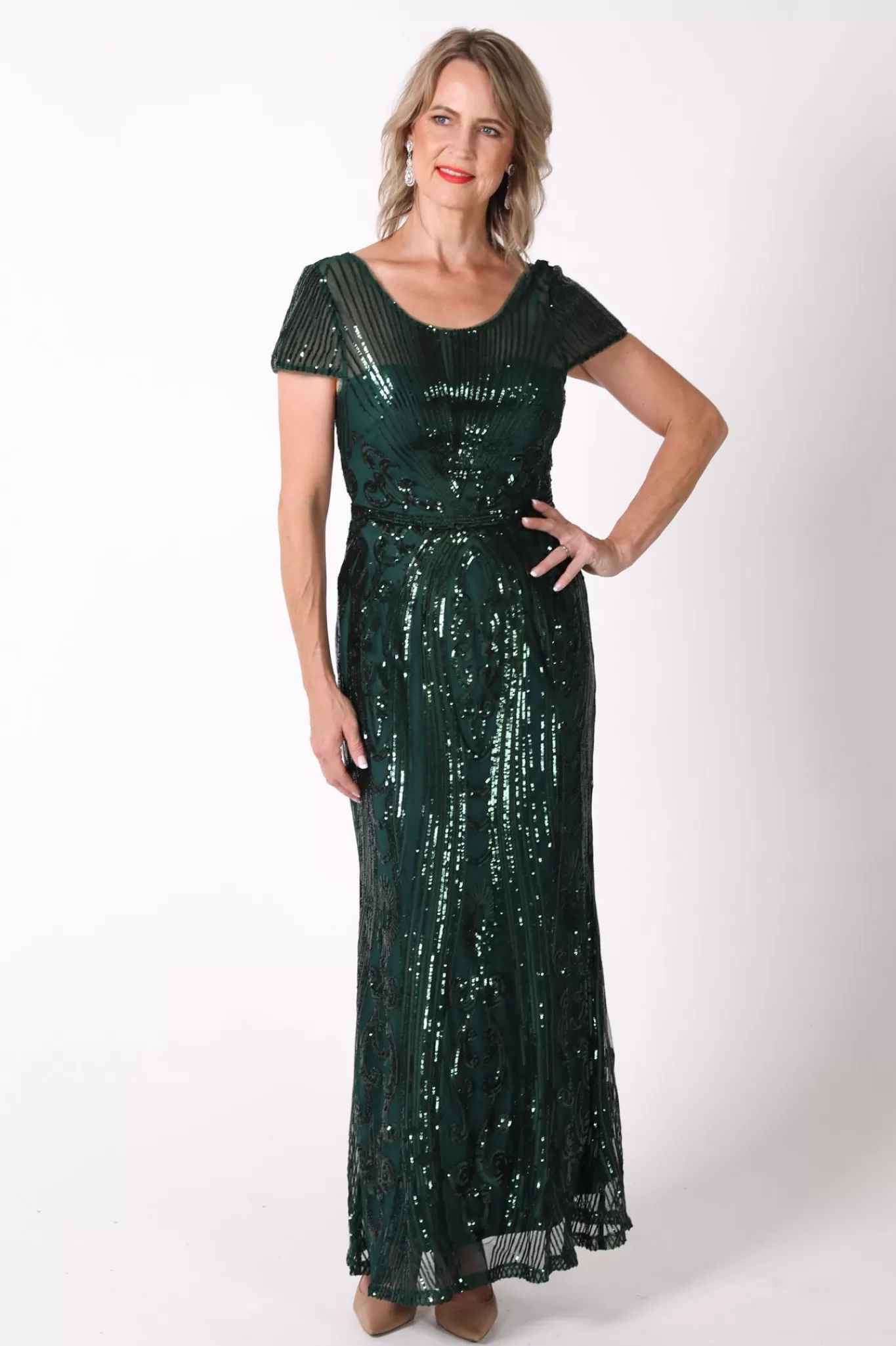 Women Hot Pink Dresses | Black Tie Dresses>Greta Sequin Maxi Dress - Emerald Green