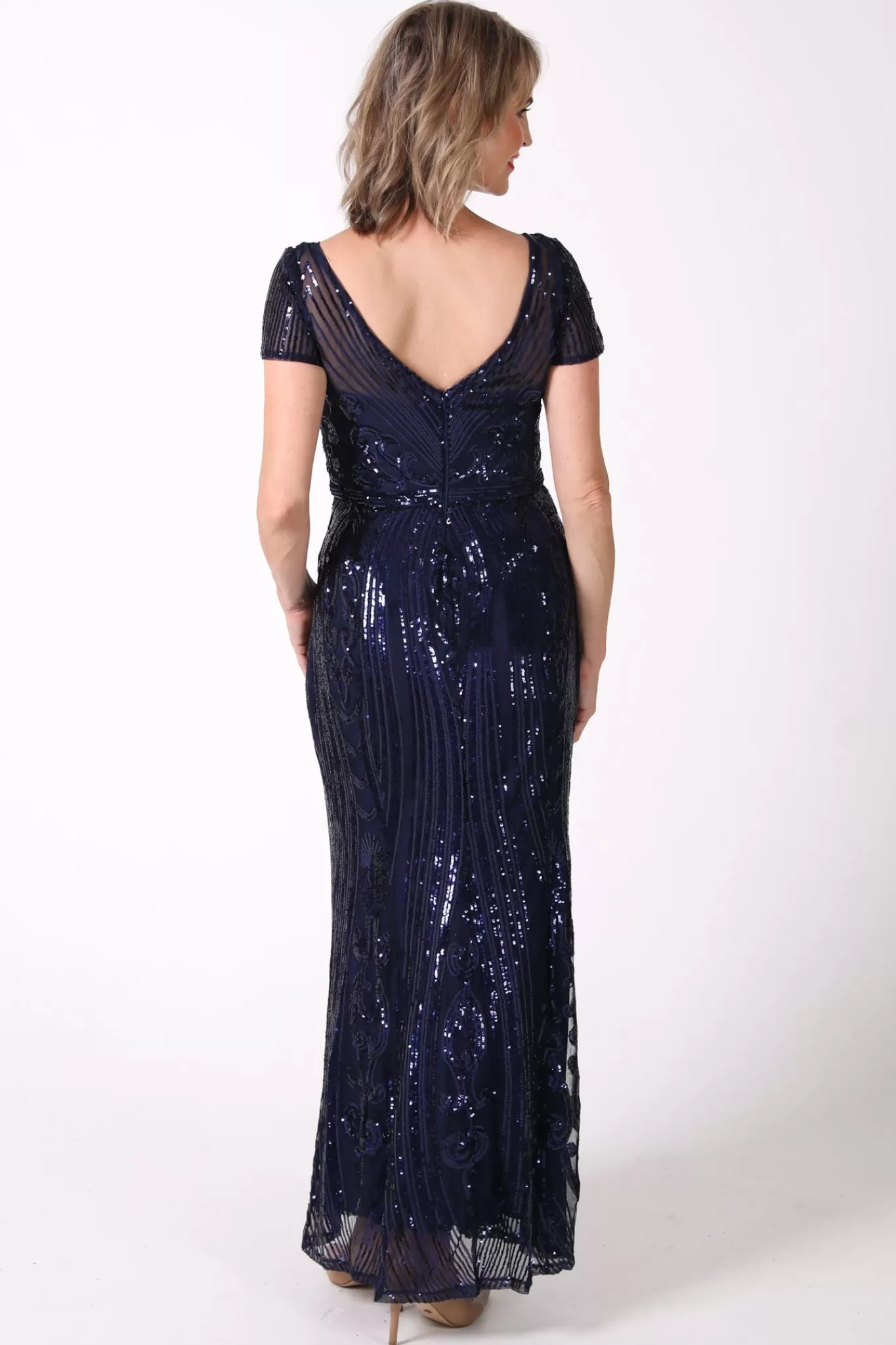 Women Hot Pink Dresses | Black Tie Dresses>Greta Sequin Maxi Dress - Navy