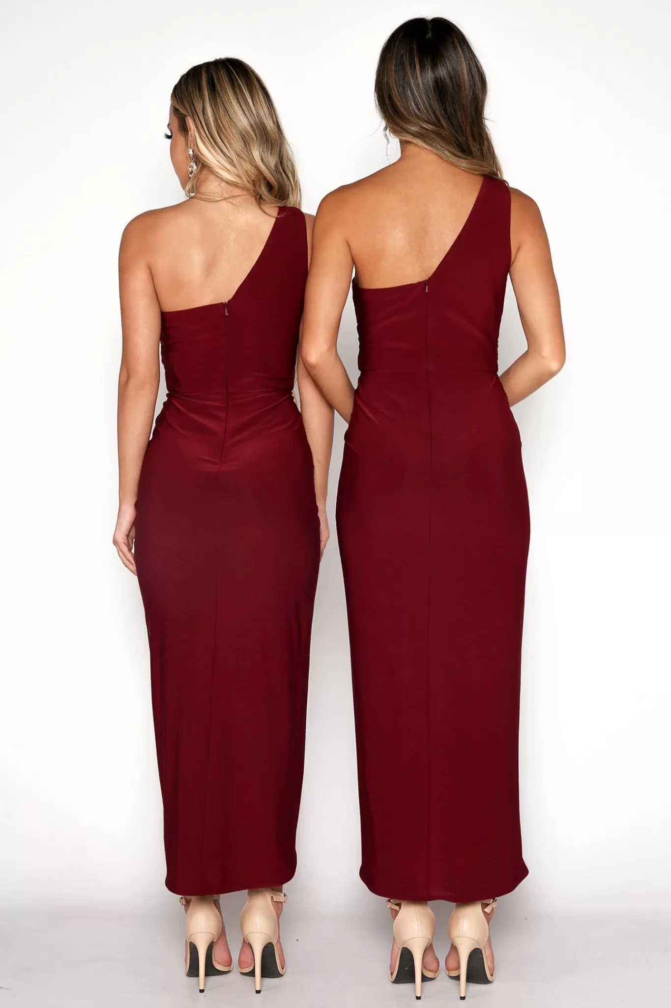 Women Hot Pink Dresses | Black Tie Dresses>Hayden One Shoulder Midi Dress - Wine