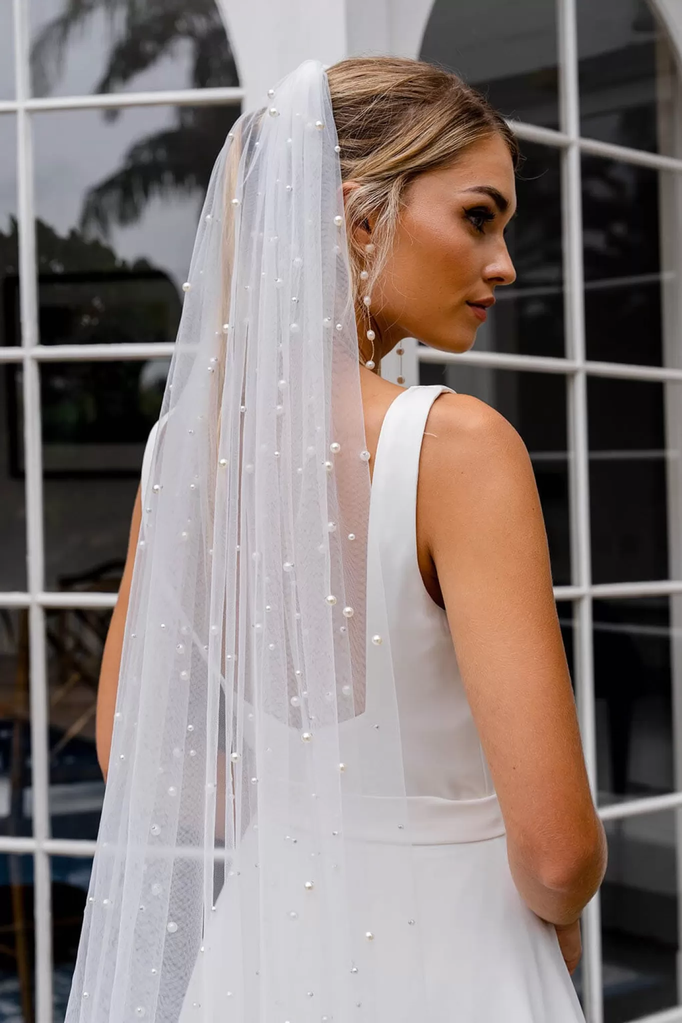 Women NBLUXE Veils | Accessories>INES Pearl Embellished Long Wedding Veil