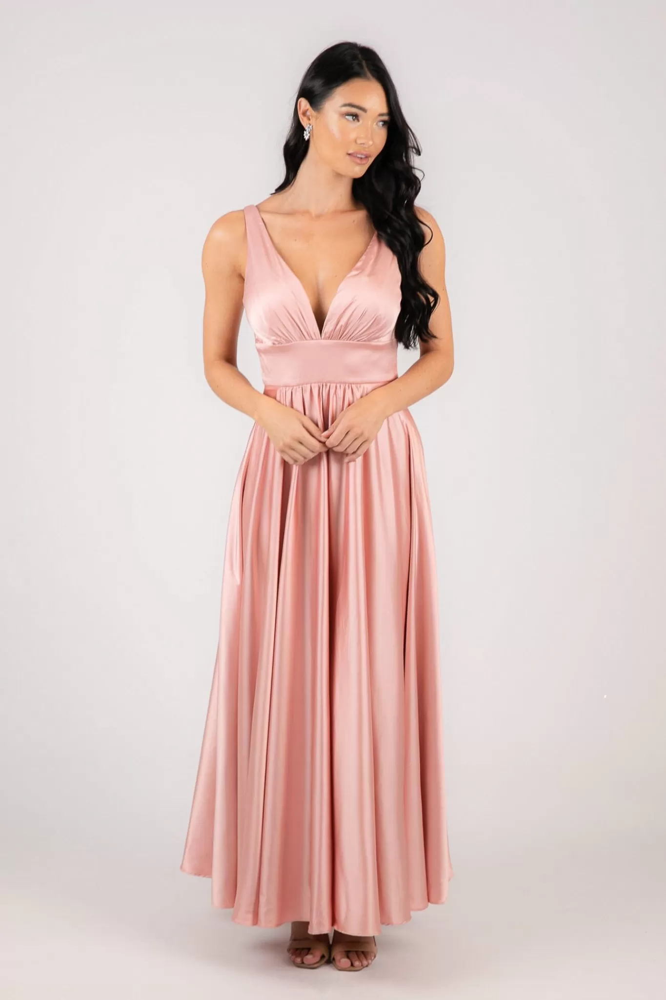 Women Hot Pink Dresses | Backless Dresses>ISABEL A-Line Satin Maxi Dress - Pink