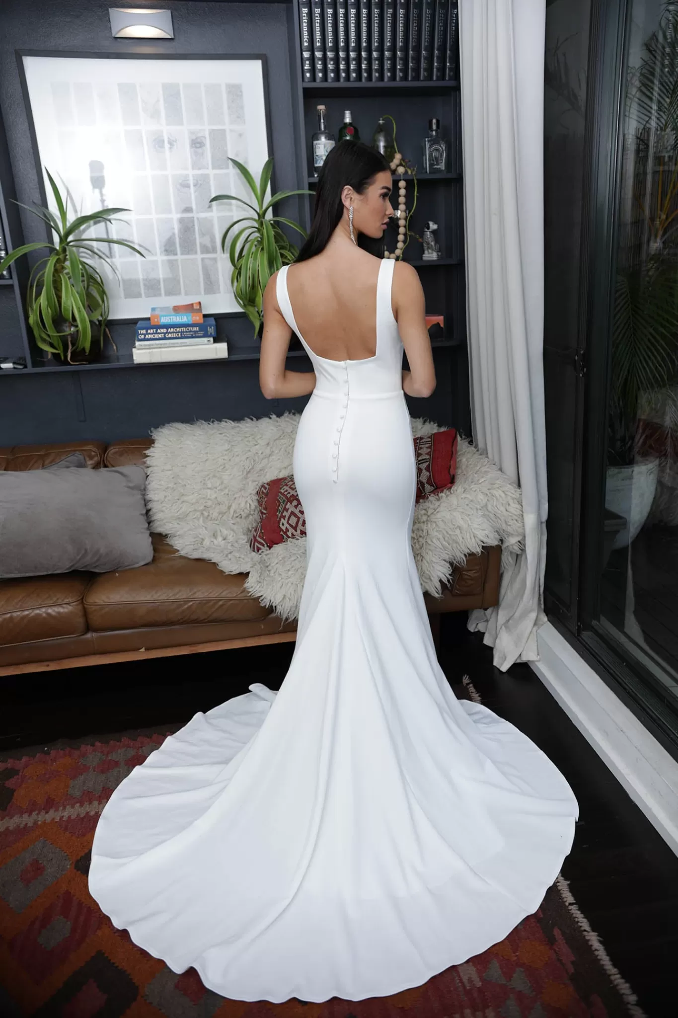 Women NBLUXE Dresses | Backless Dresses>JORDYN Square Neck Crepe Gown - Ivory