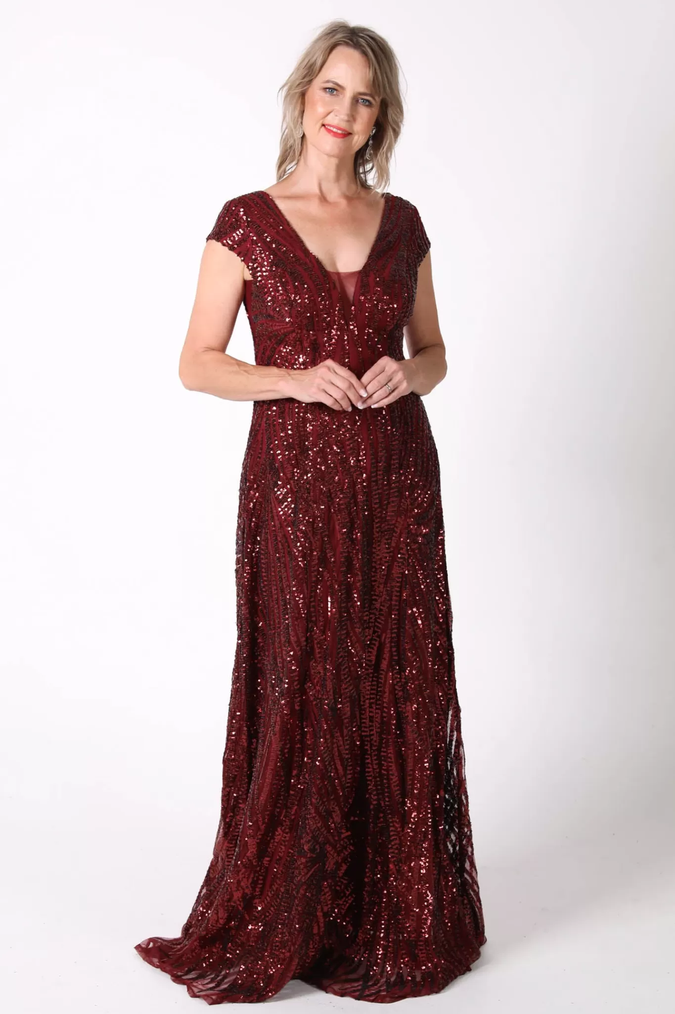 Women Hot Pink Dresses | Black Tie Dresses>Joselyn Sequin Maxi Dress - Wine (S & 3XL - Clearance Sale)