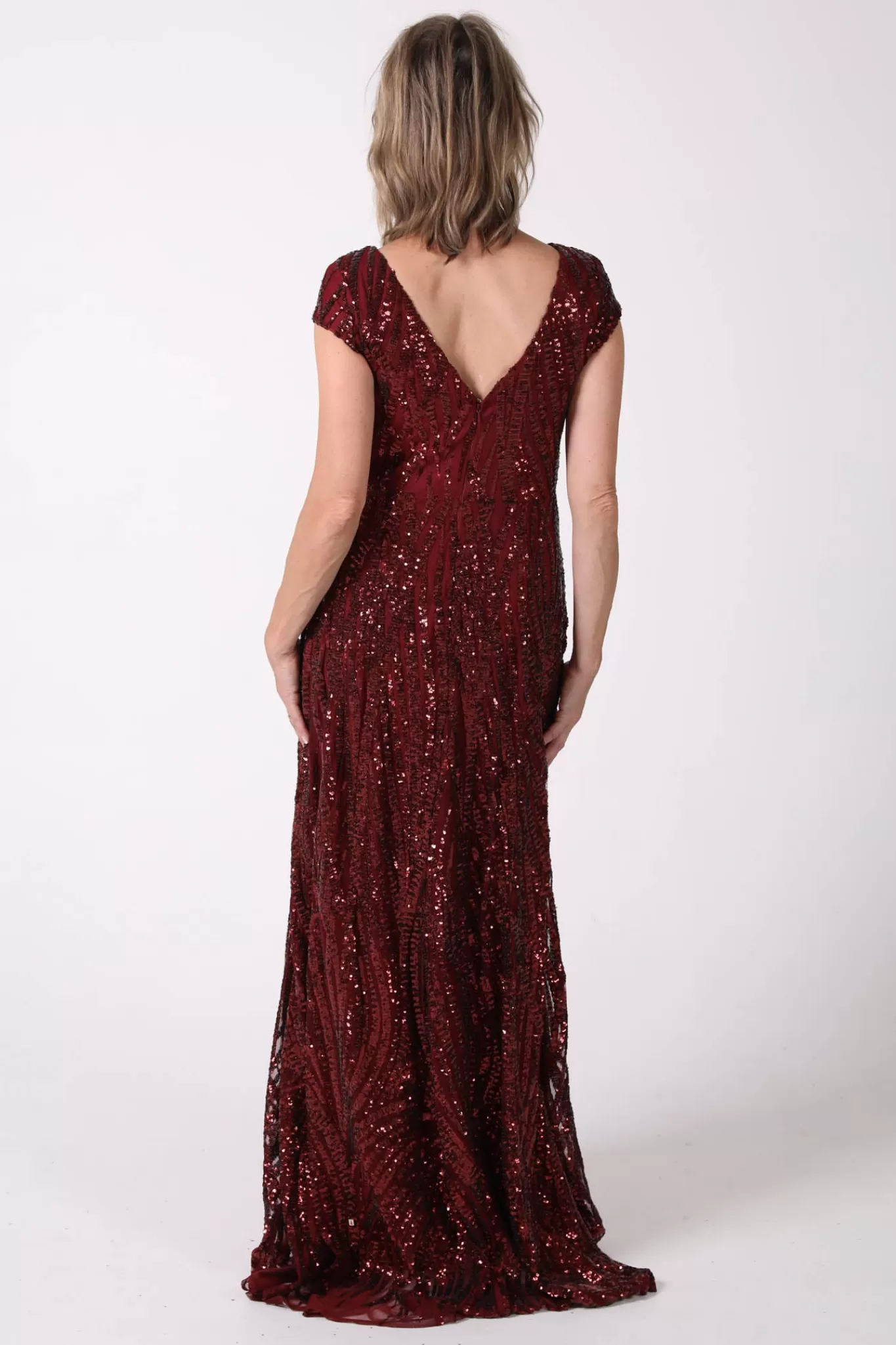 Women Hot Pink Dresses | Black Tie Dresses>Joselyn Sequin Maxi Dress - Wine (S & 3XL - Clearance Sale)