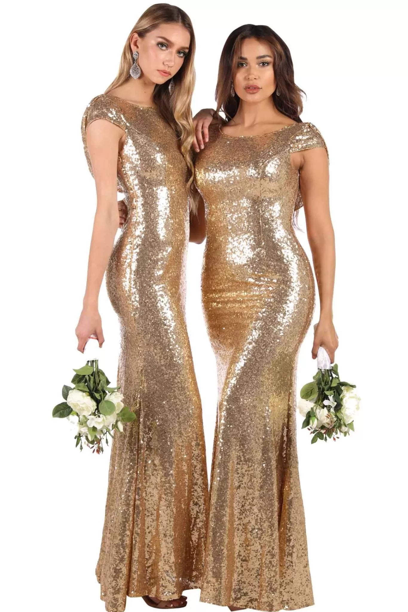 Women NBLUXE Dresses | Black Tie Dresses>Kira Cowl Back Sequin Maxi Dress - Gold