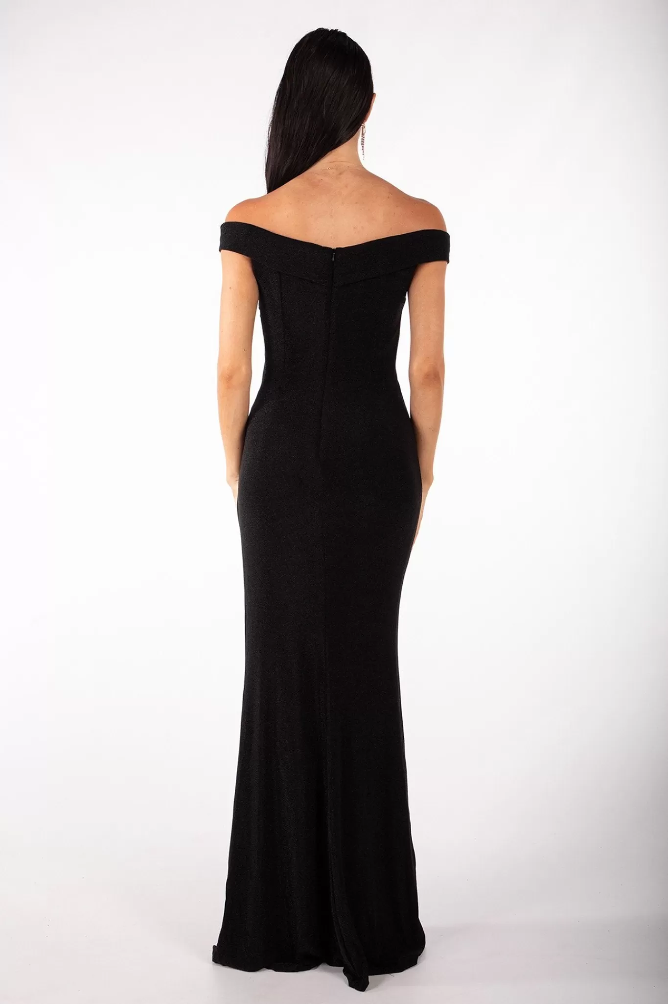 Women Hot Pink Dresses | Black Tie Dresses>Lawrence Off Shoulder Maxi Dress - Shimmer Black