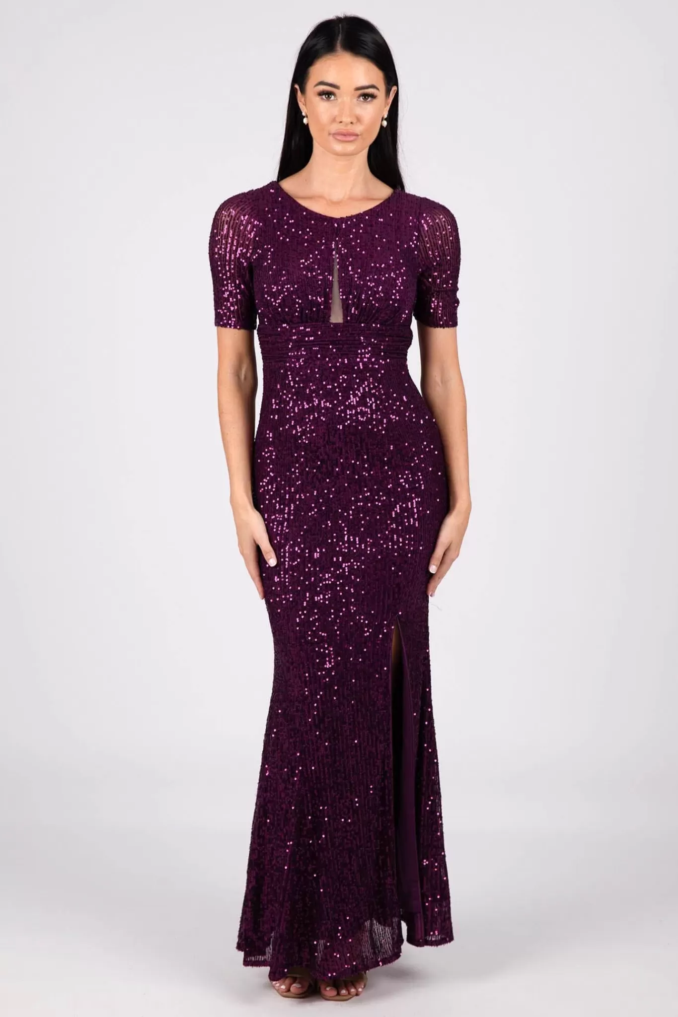 Women Hot Pink Dresses | Black Tie Dresses>Linda Sequin Maxi Dress - Purple (S & L - Clearance Sale)