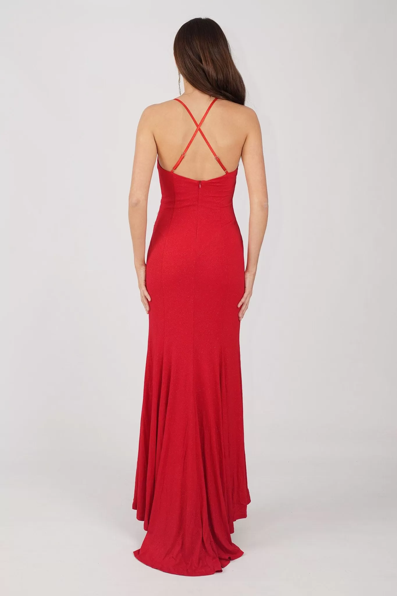 Women Hot Pink Dresses | Backless Dresses>Lucia Maxi Dress - Shimmer Red