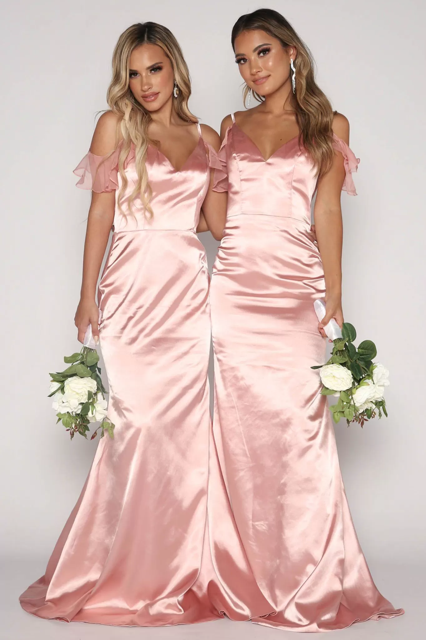 Women NBLUXE Dresses | Black Tie Dresses>Malani Satin Maxi Dress - Blush Pink (XS - Clearance Sale)