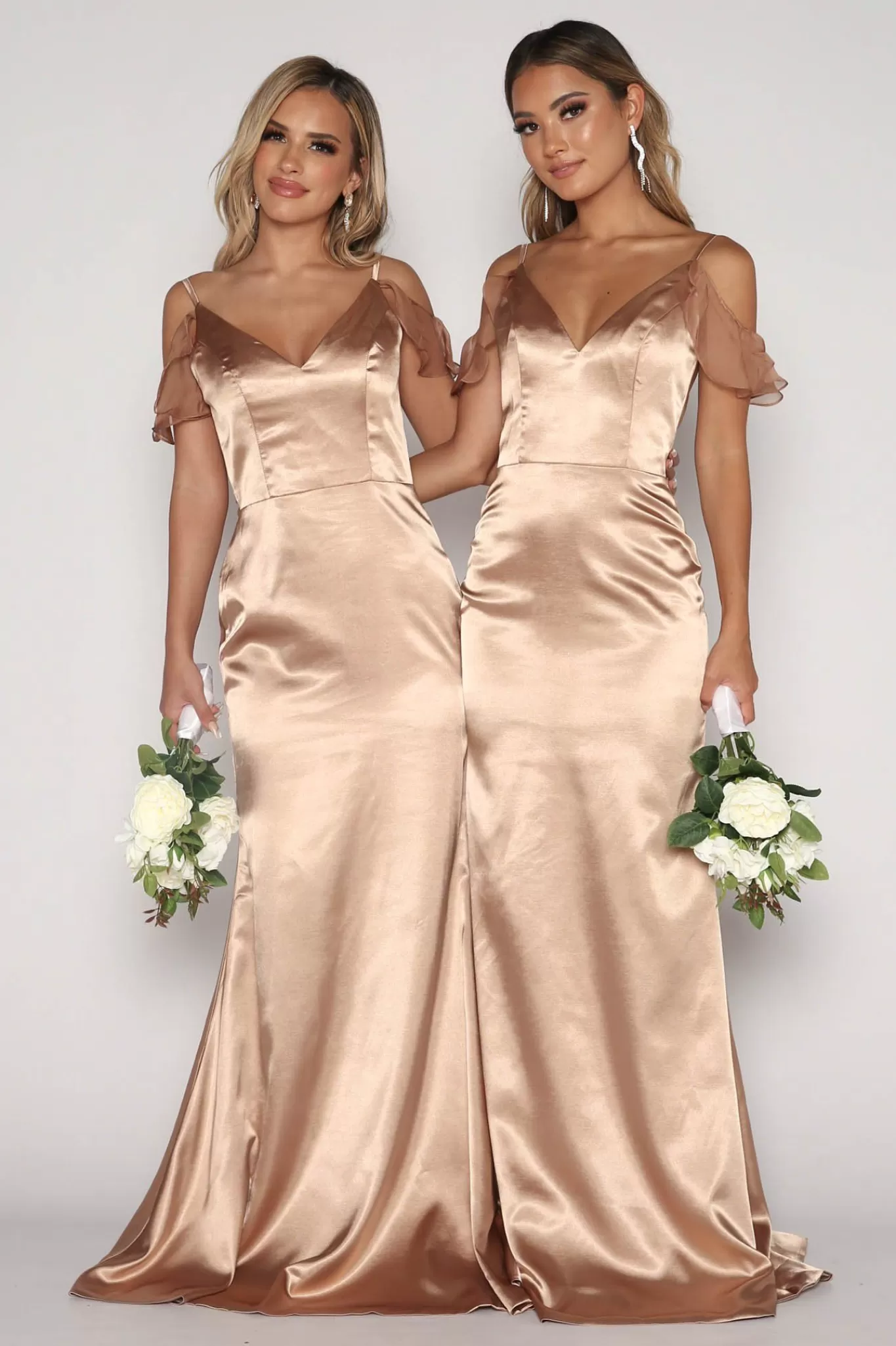 Women NBLUXE Dresses | Black Tie Dresses>Malani Satin Maxi Dress - Champagne (XS - Clearance Sale)