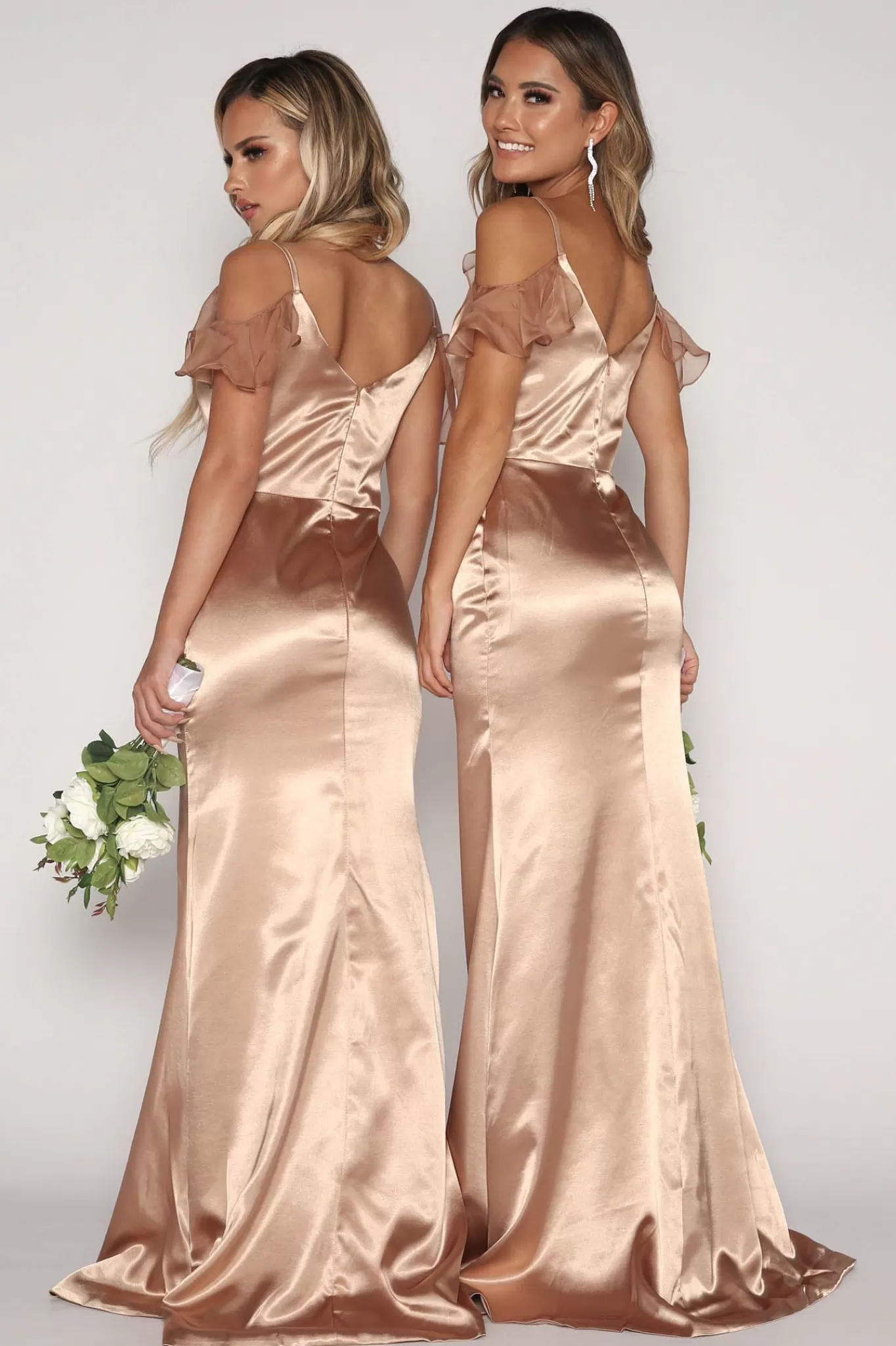 Women NBLUXE Dresses | Black Tie Dresses>Malani Satin Maxi Dress - Champagne (XS - Clearance Sale)