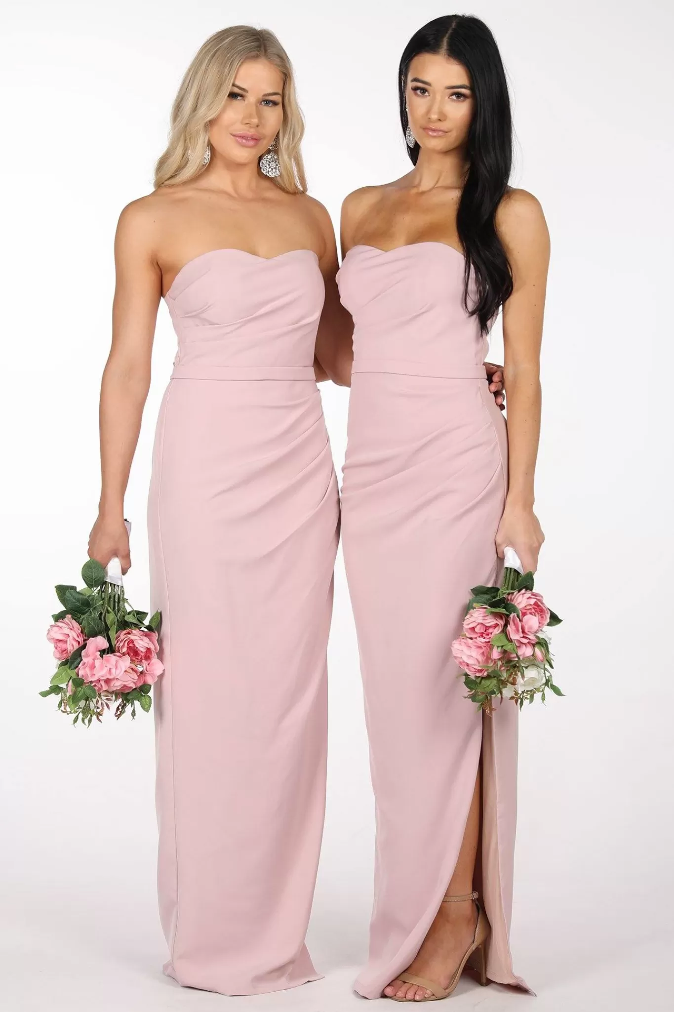 Women Hot Pink Dresses | Black Tie Dresses>Nadia Strapless Column Maxi Dress - Dusty Pink