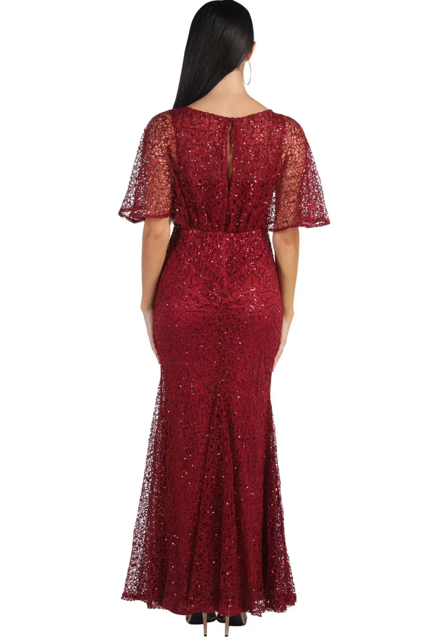 Women Hot Pink Dresses | Black Tie Dresses>Opal Butterfly-Sleeve Sequin Maxi Dress - Wine