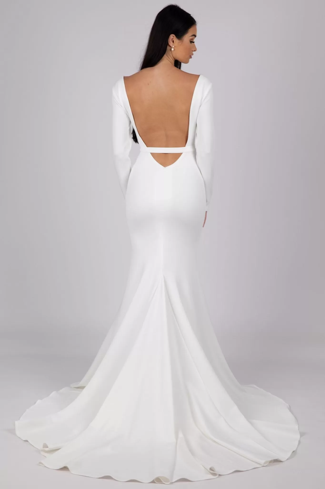 Women NBLUXE Dresses | Backless Dresses>Paloma Long-Sleeve Crepe Gown - Ivory