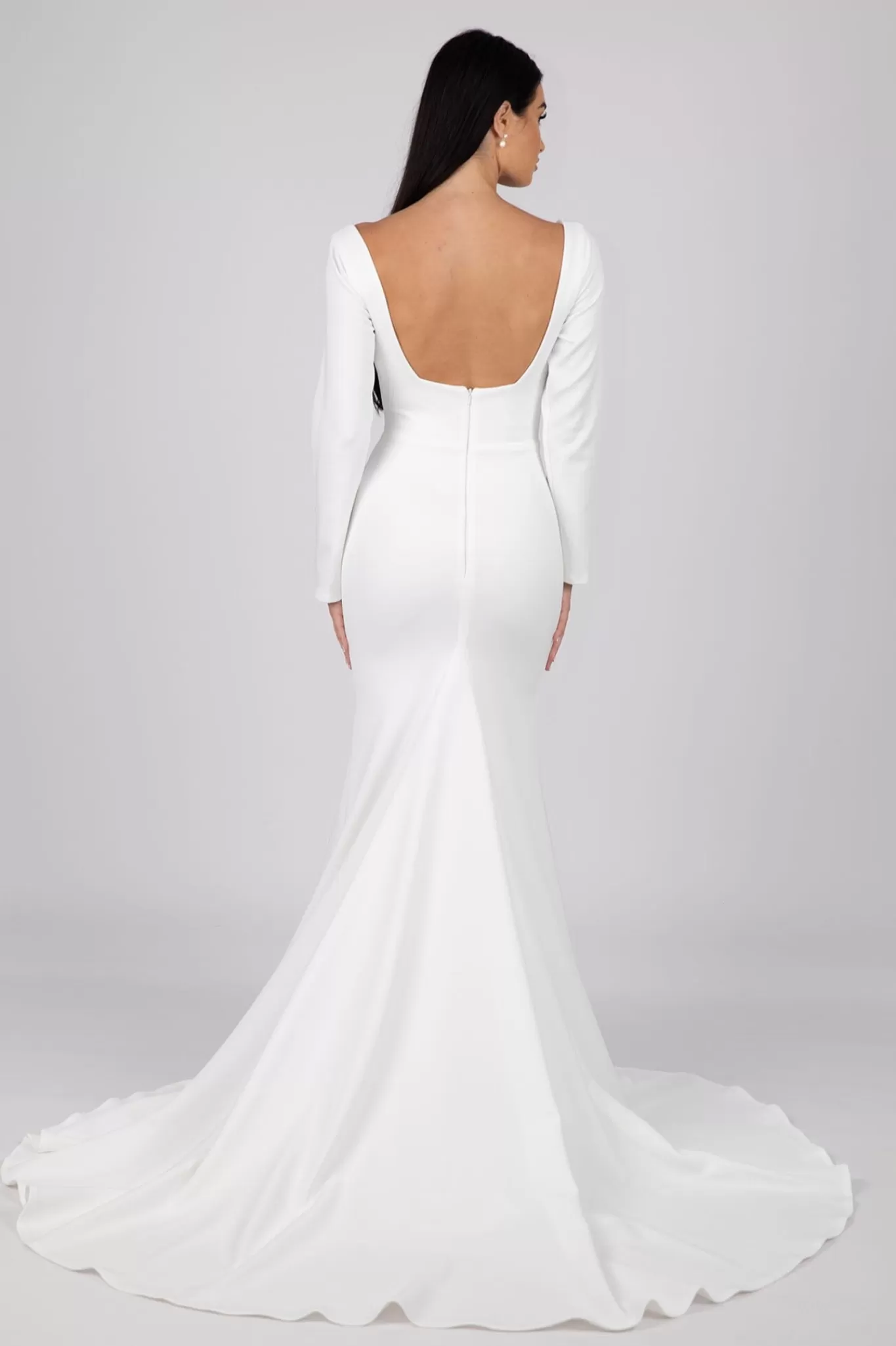 Women NBLUXE Dresses | Black Tie Dresses>Paola Square Neck Long-Sleeve Crepe Gown - Ivory