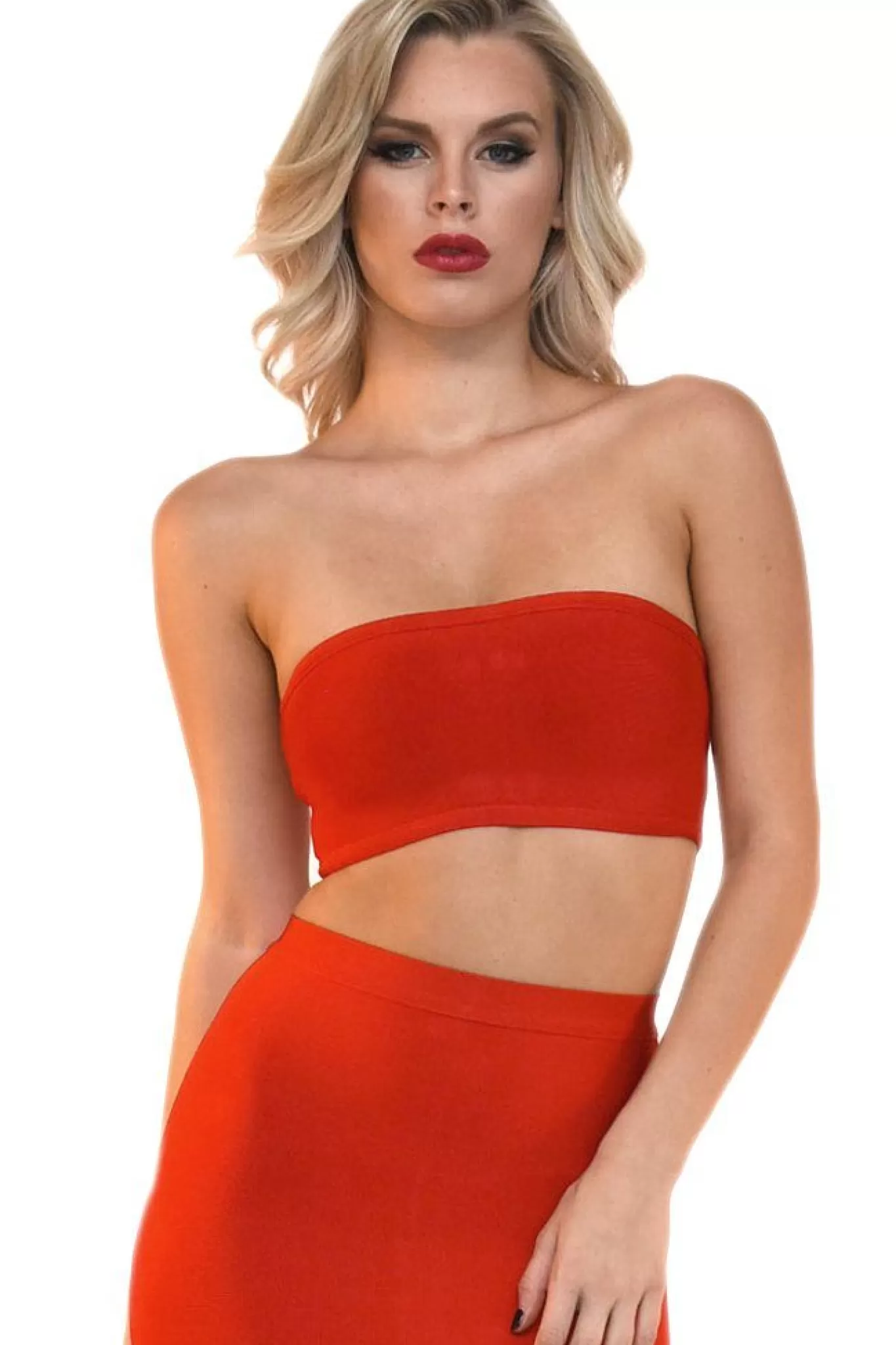 Women Noodz Boutique Tops>Paris Bandage Bandeau Top - Red