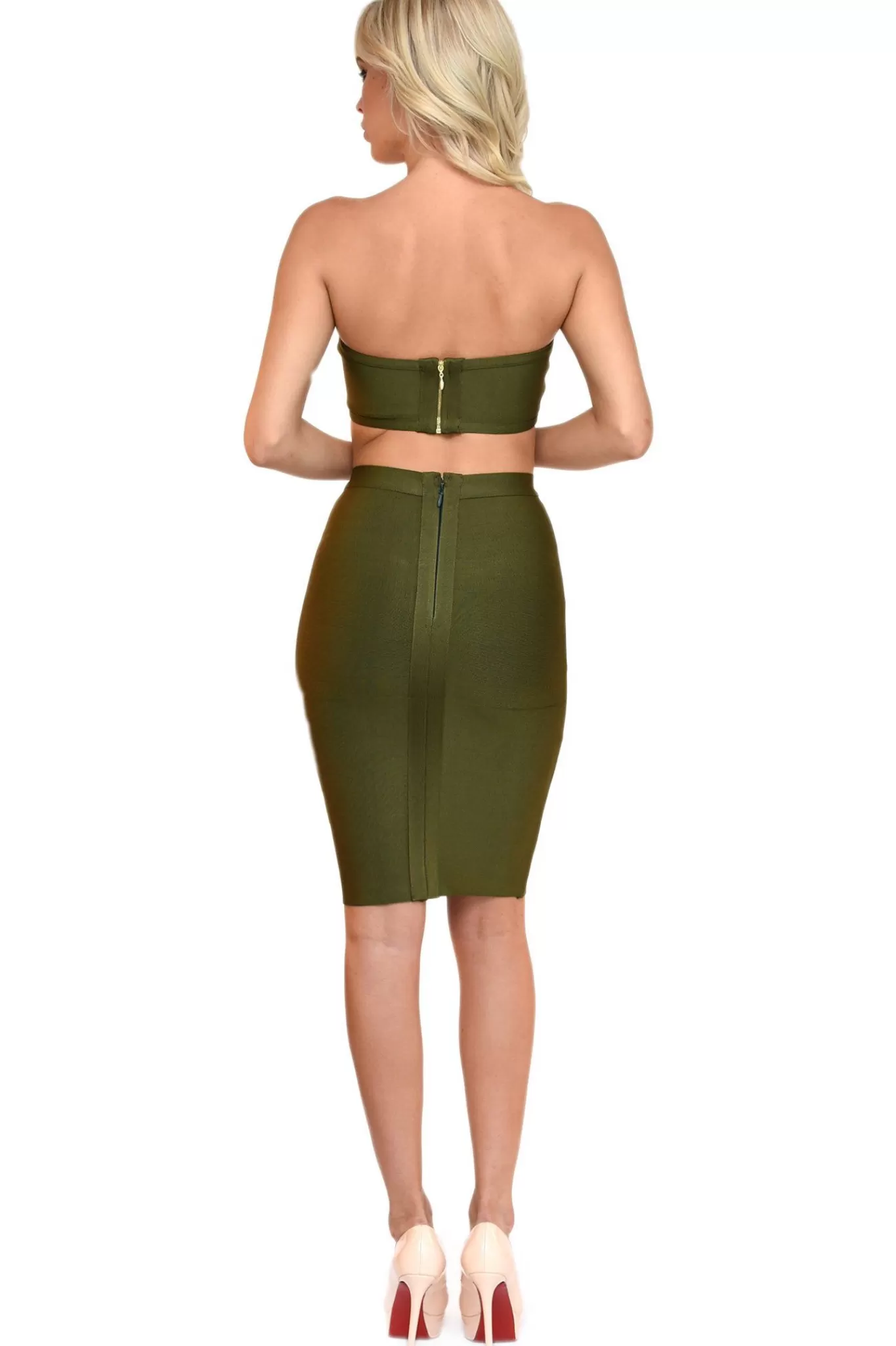 Women Noodz Boutique Two-Piece Outfits | Dresses>Paris Two-Piece Set - Olive (Size L - Clearance Sale)