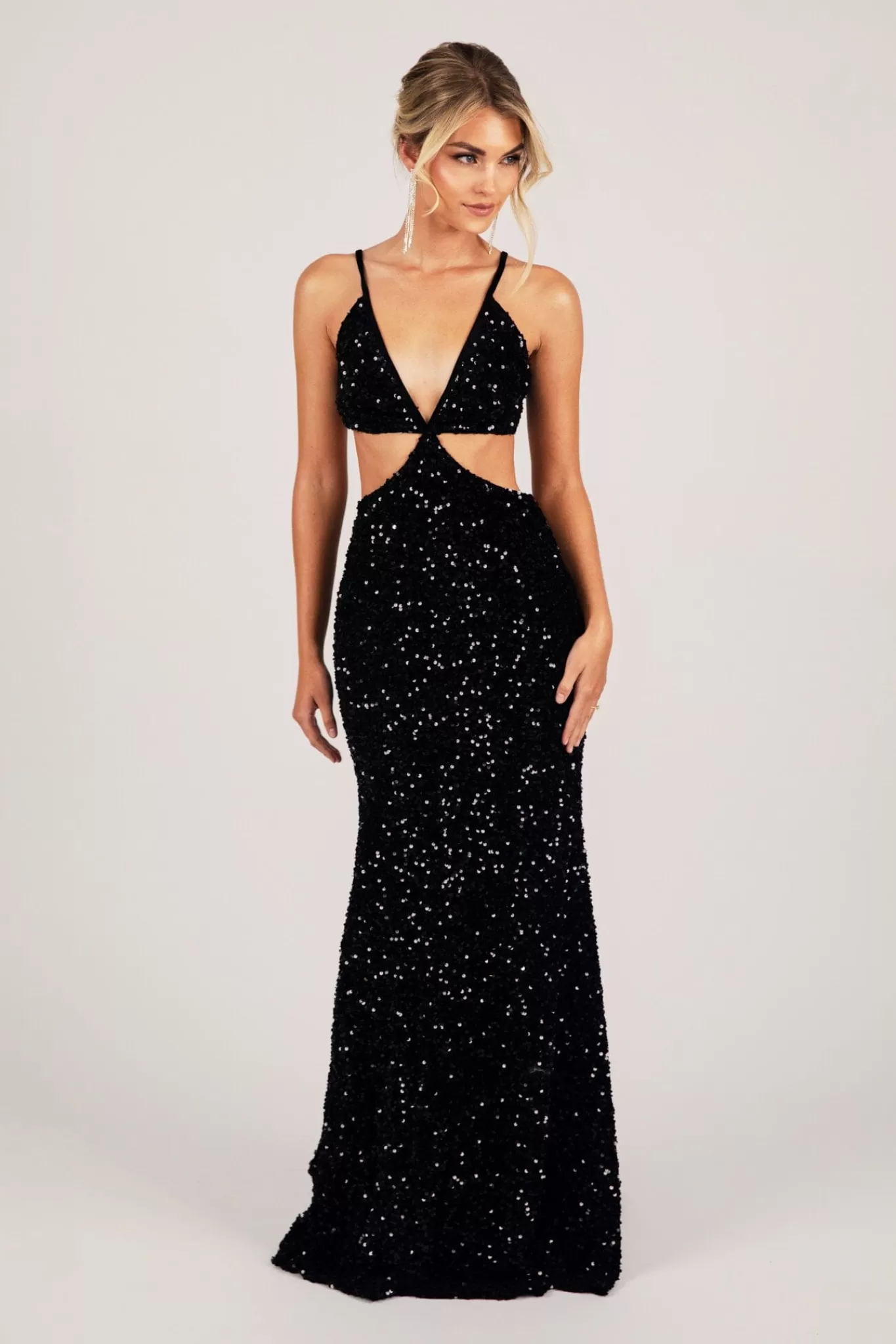 Women NBLUXE Dresses | Black Tie Dresses>Parker Cut Out Gown - Black