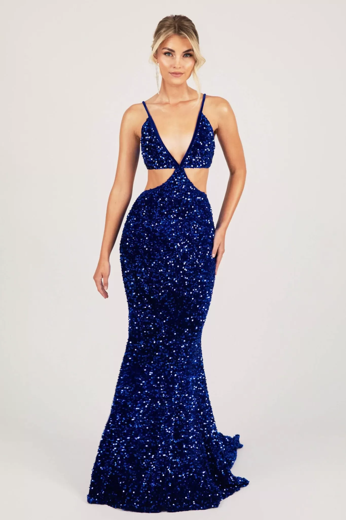 Women NBLUXE Black Tie Dresses | Plus Size>Parker Cut Out Gown - Royal Blue