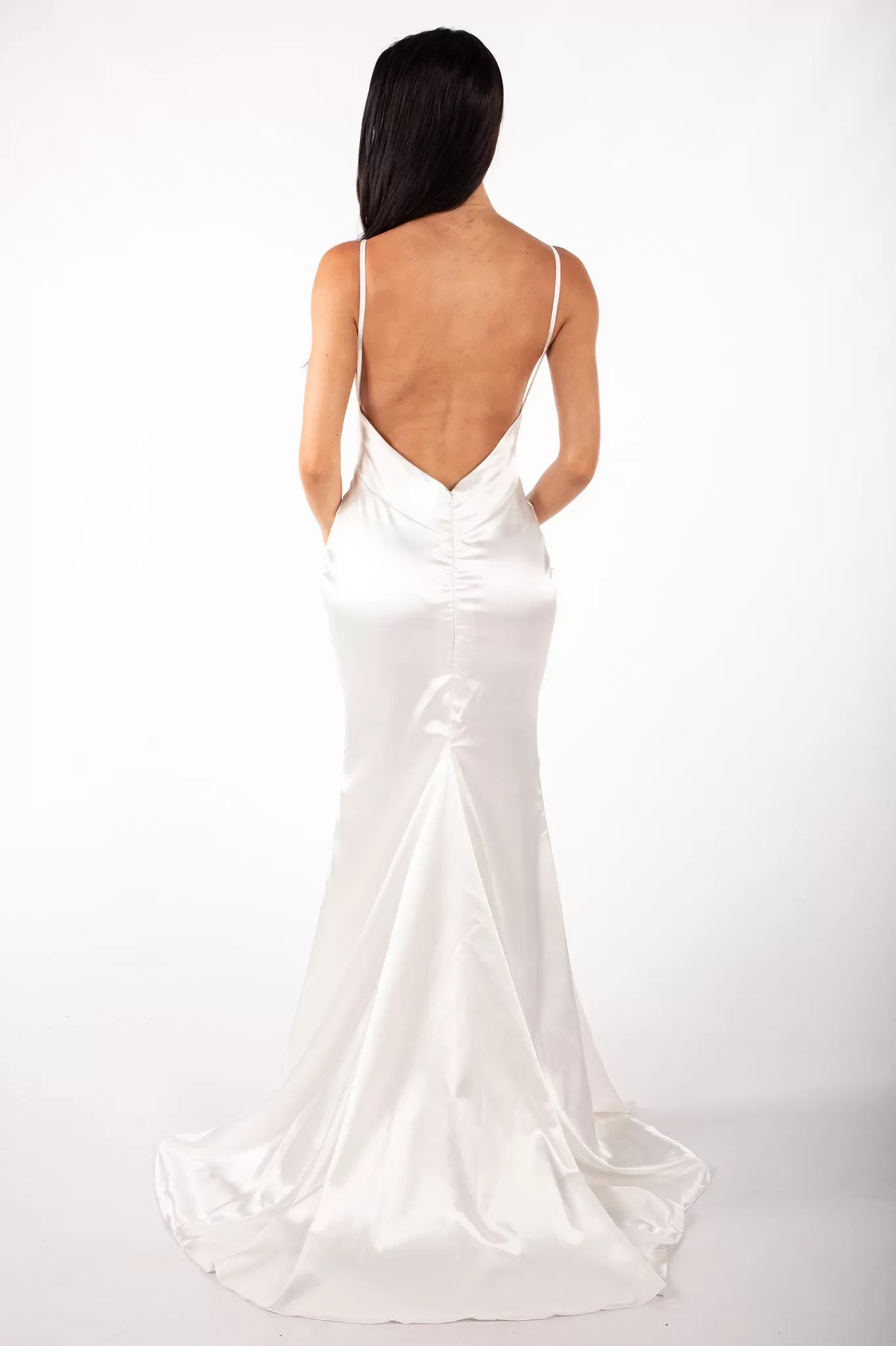 Women NBLUXE Dresses | Backless Dresses>Penelope Satin Gown - Ivory (L & XL - Clearance Sale)