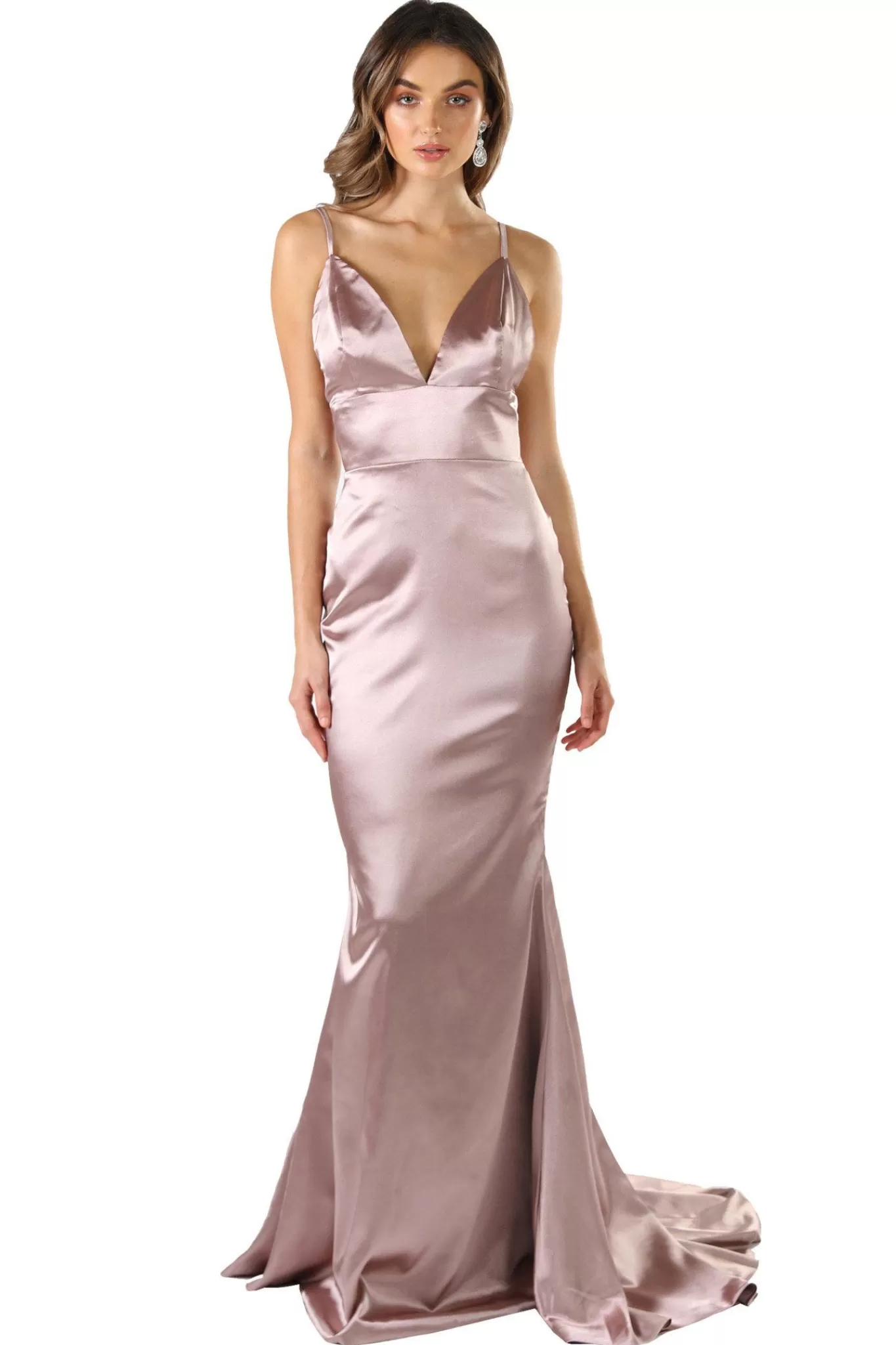 Women NBLUXE Dresses | Backless Dresses>Penelope Satin Gown - Mauve