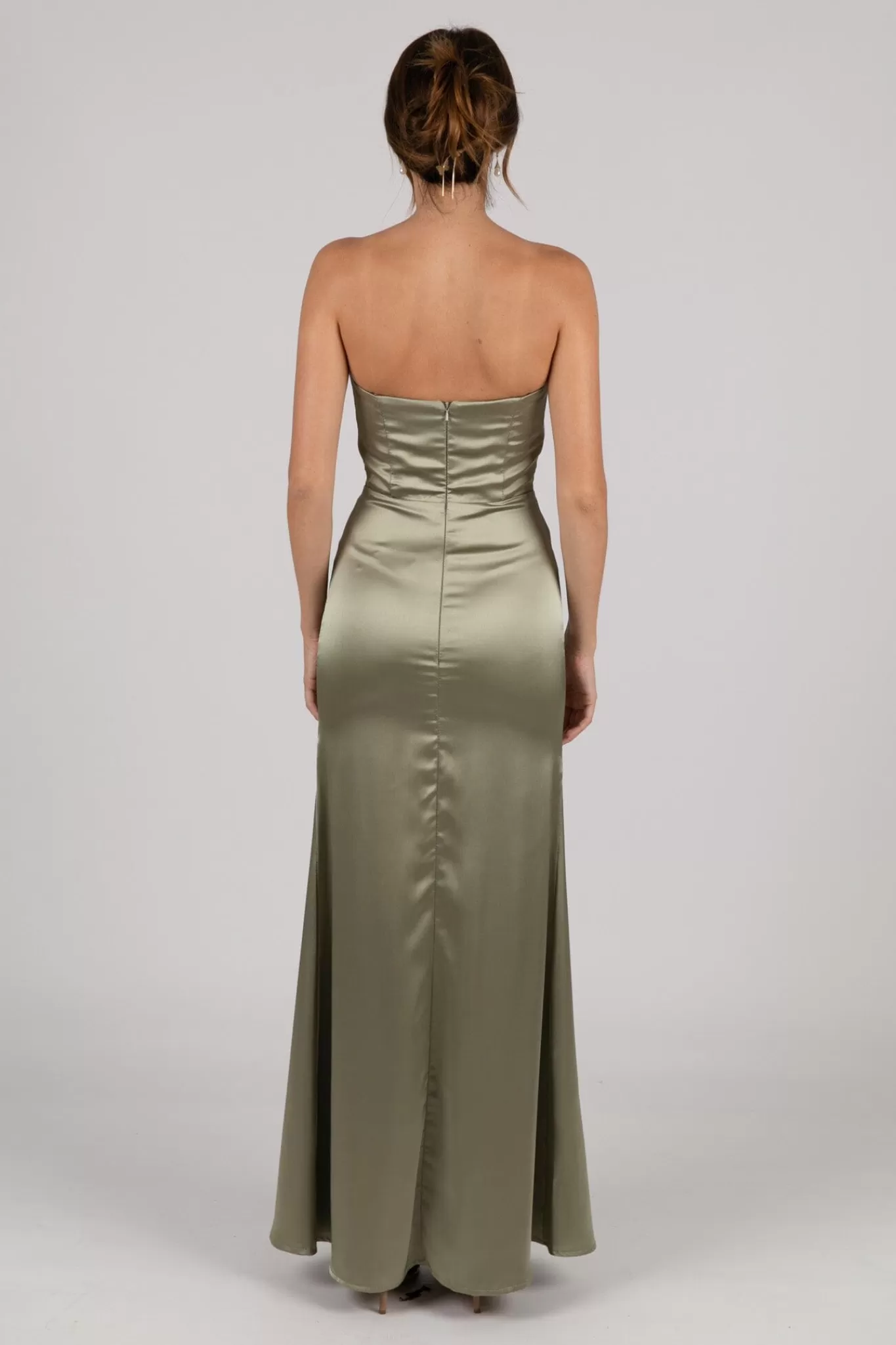 Women NBLUXE Black Tie Dresses | Dresses>Peyton Strapless Satin Maxi Dress - Sage Green