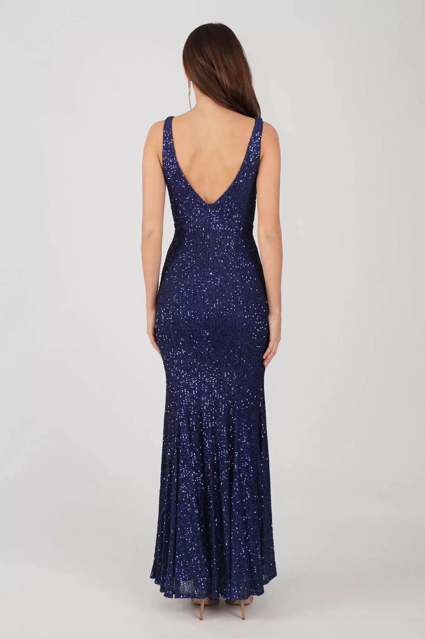 Women Hot Pink Dresses | Backless Dresses>Reyna Sequin Gown - Navy (XXL - Clearance Sale)