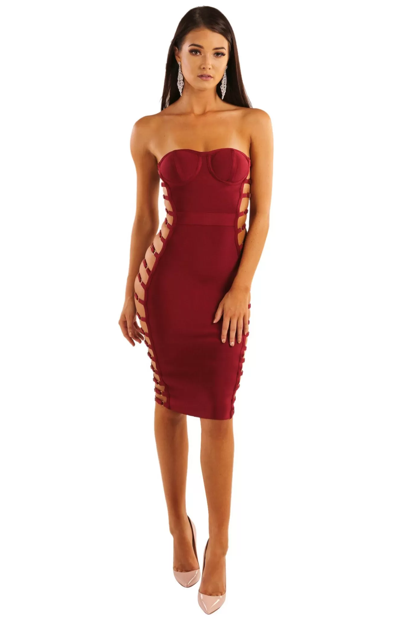 Women Noodz Boutique Dresses | Bandage Dresses>Romi Dress - Wine (Size XS - Clearance Sale)