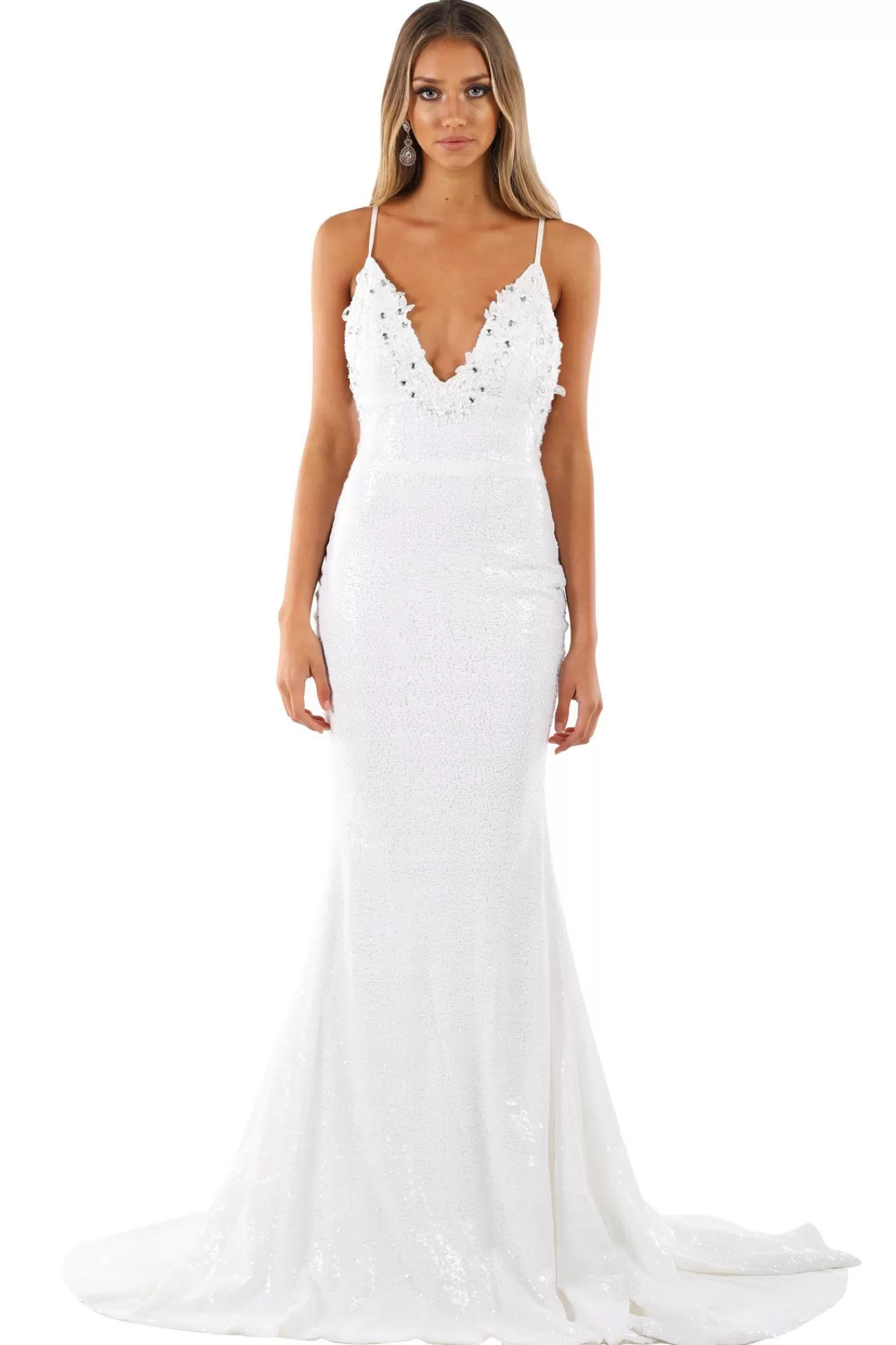 Women NBLUXE Dresses | Backless Dresses>Roselle Luxe Gown - White (S - Clearance Sale)